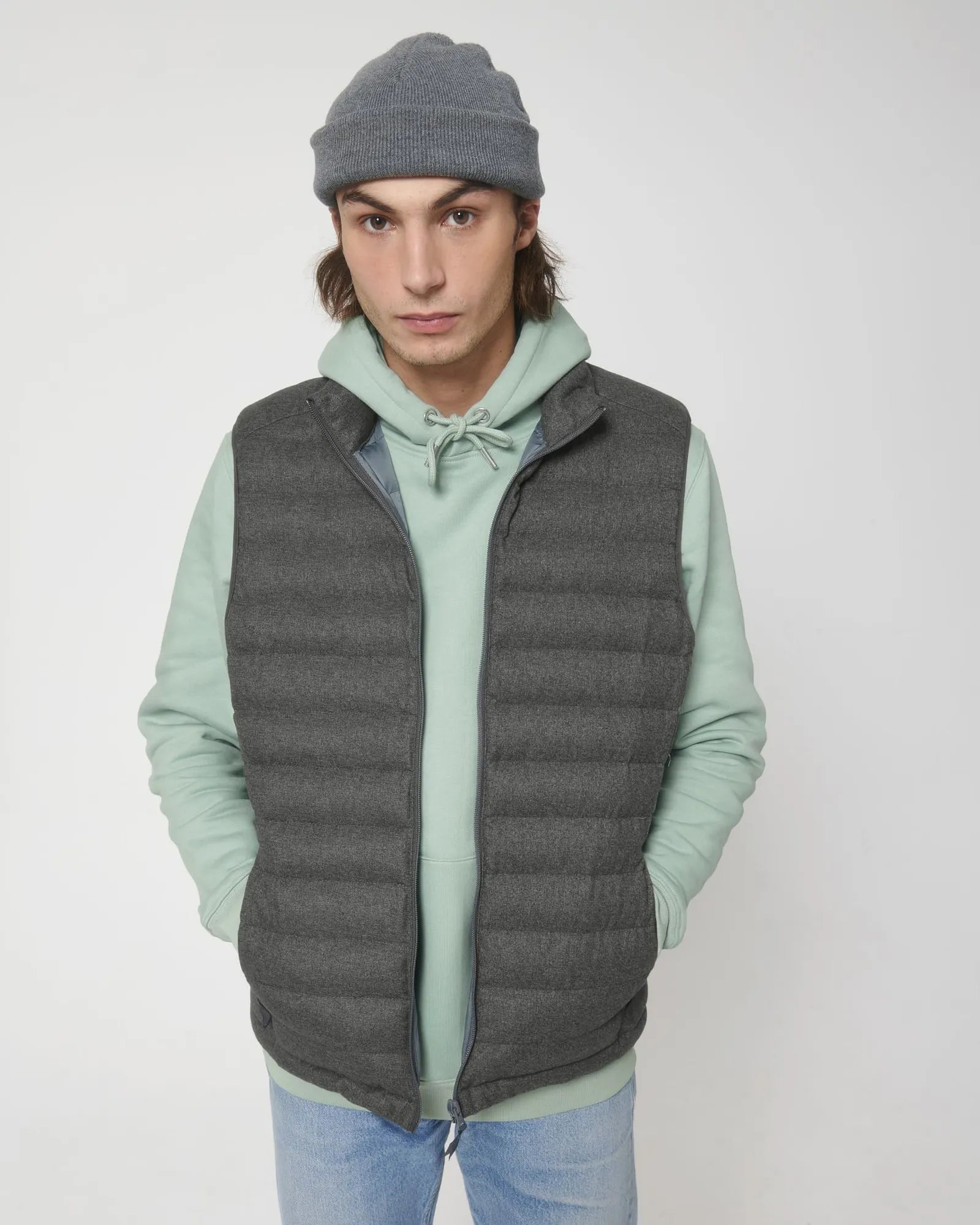Bodywarmer polyester recyclé Stanley/Stella Climber à personnaliser - Deep Metal Heather Grey