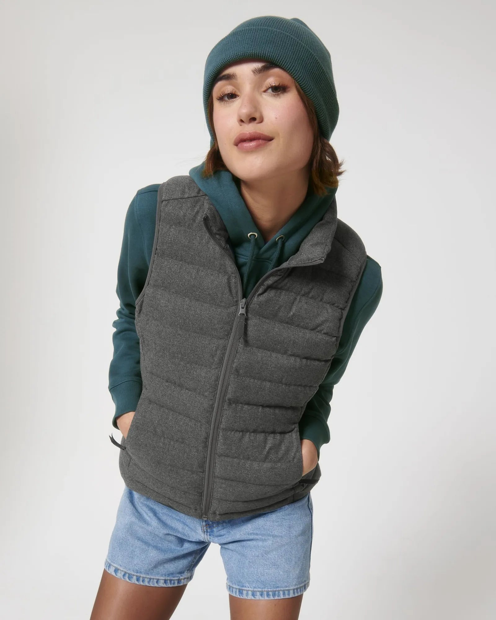 Veste matelassée polyester recyclé Stanley/Stella Climber à personnaliser - Deep Metal Heather Grey