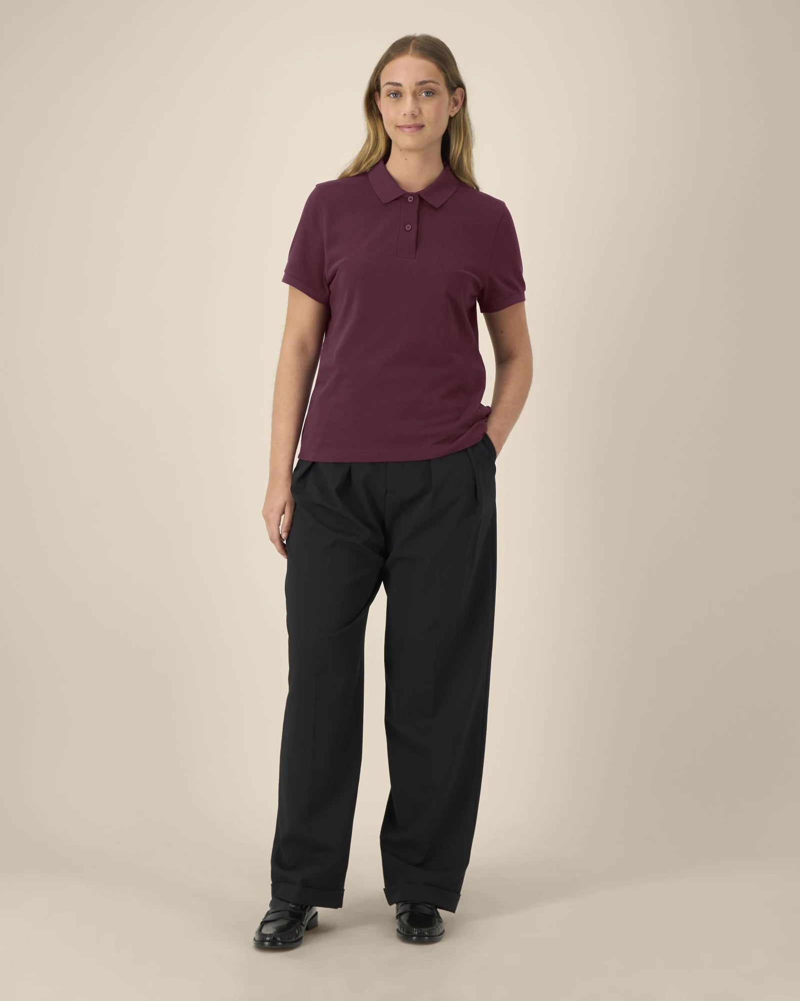 Polo coton bio Stanley/Stella Coaster à personnaliser - Deep Plum