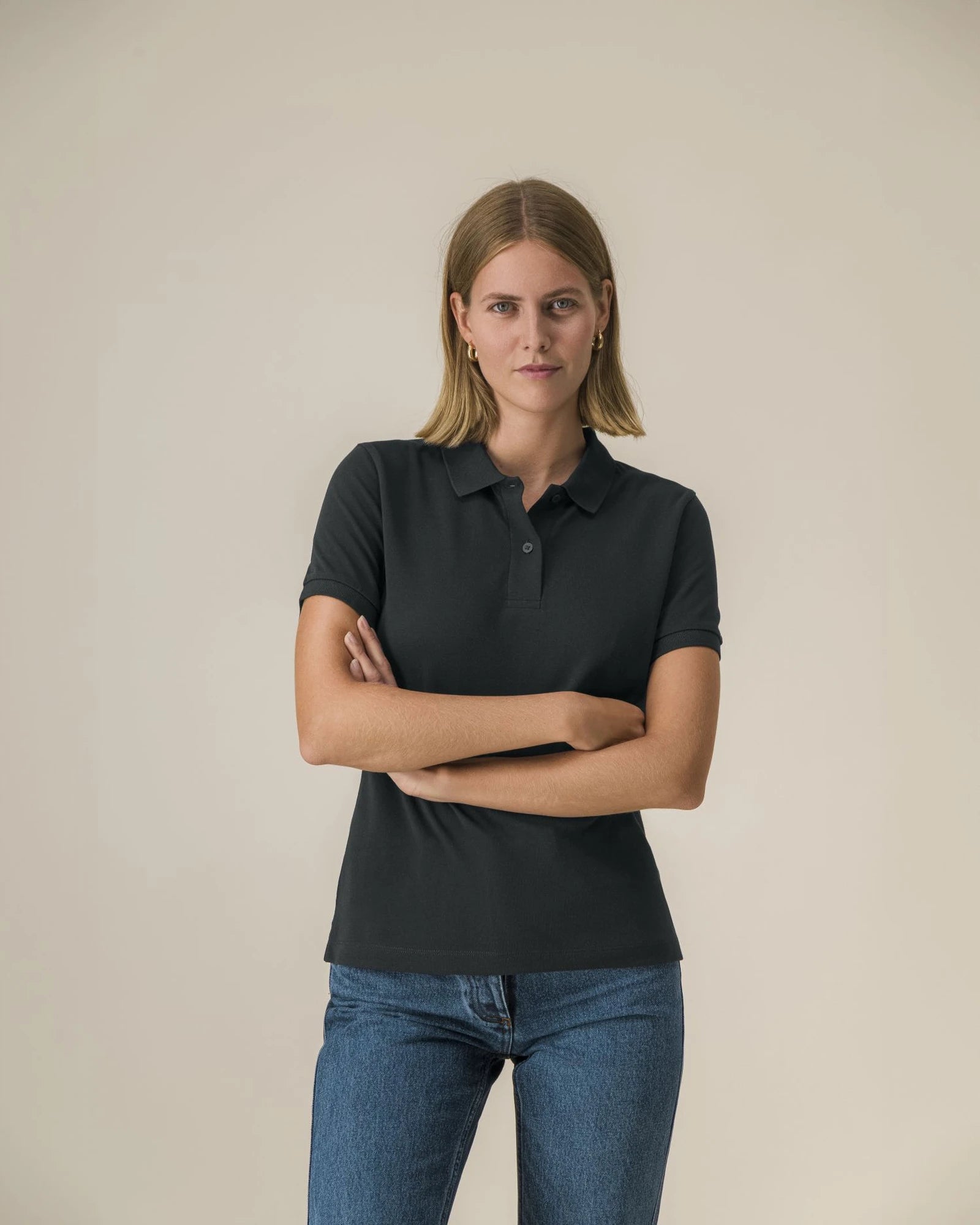 Polo coton bio Stanley/Stella Coaster à personnaliser - Black