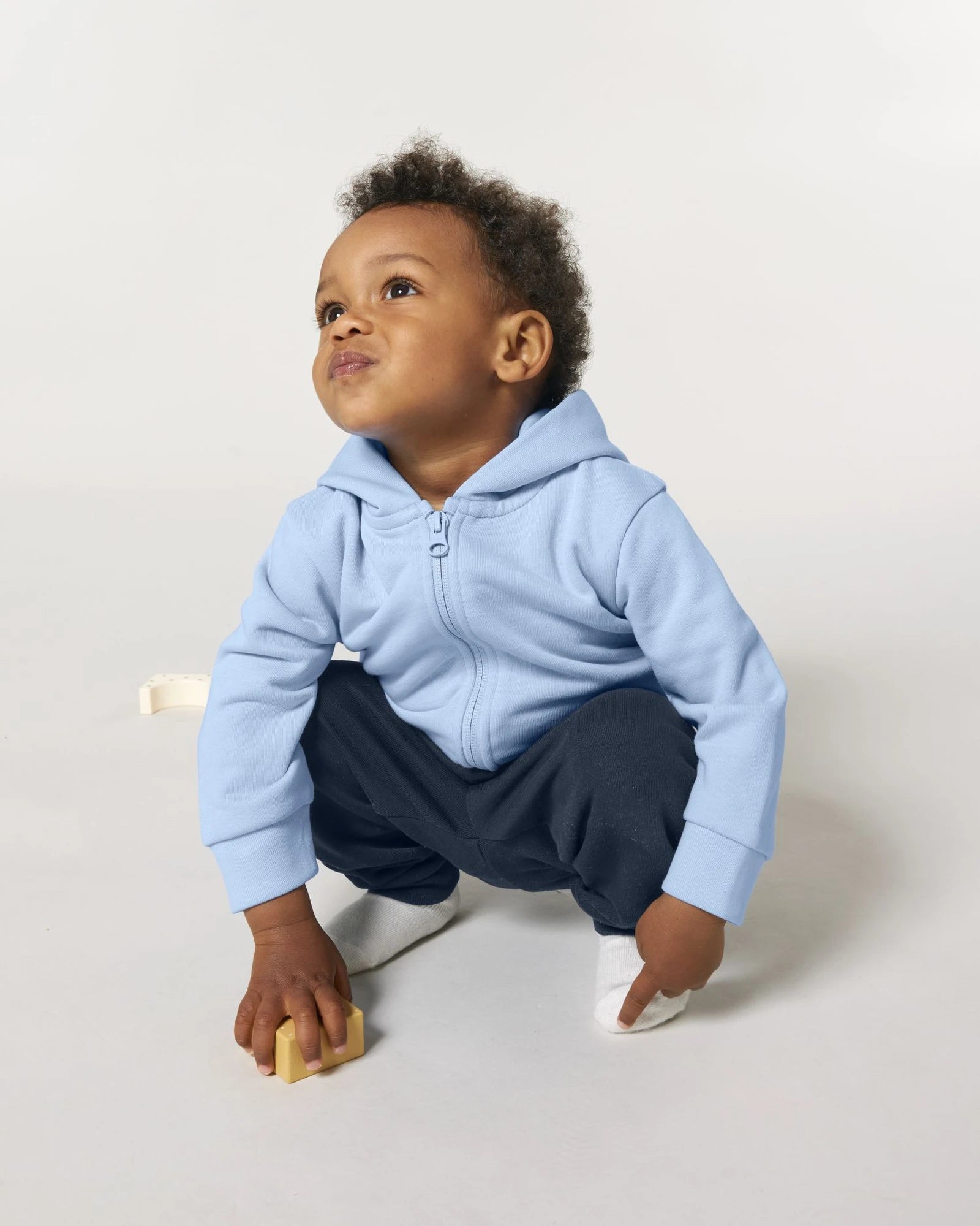 Sweat à capuche zippé bébé coton bio Stanley/Stella à personnaliser - Blue Soul