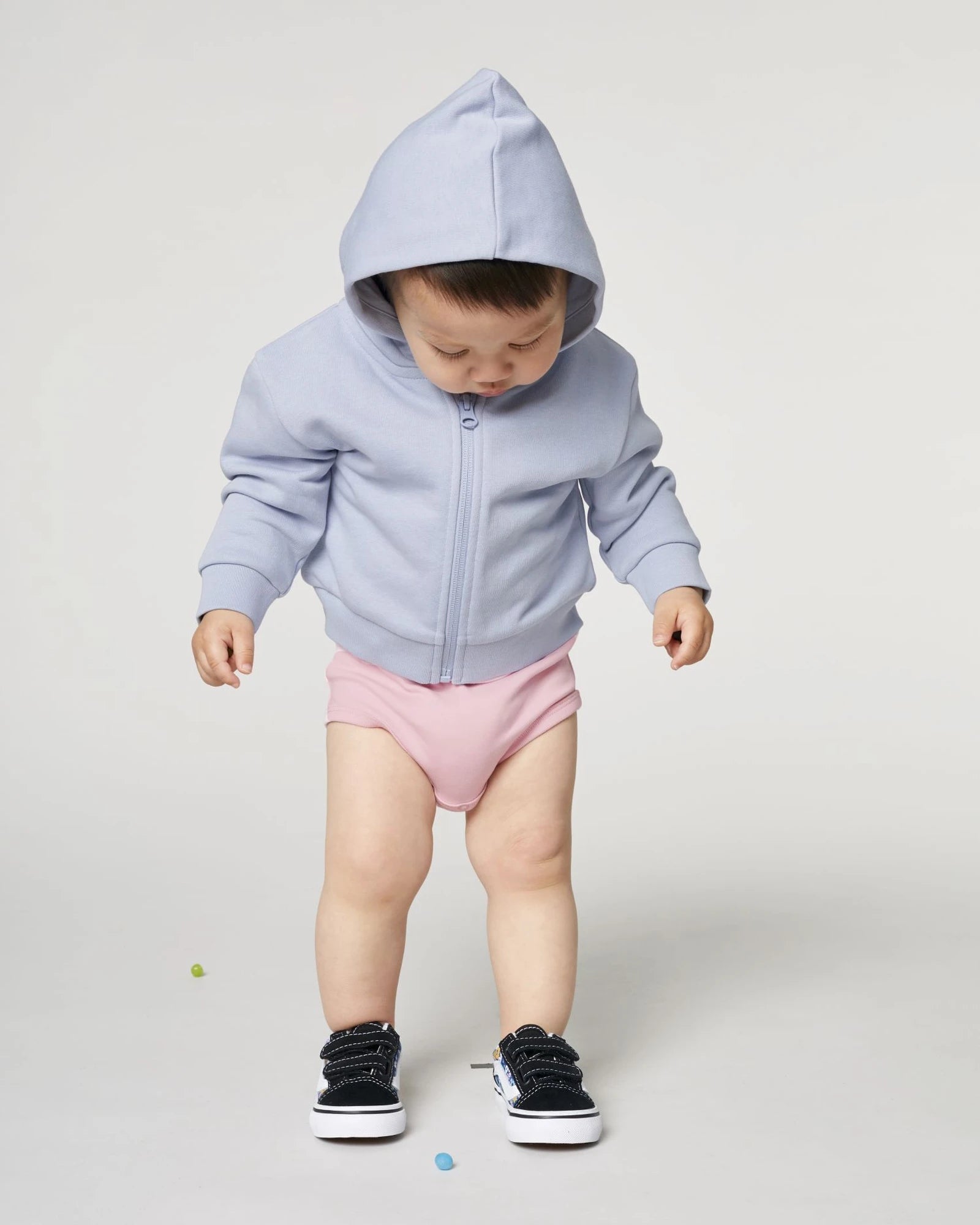 Sweat à capuche zippé bébé coton bio Stanley/Stella à personnaliser - Serene Blue