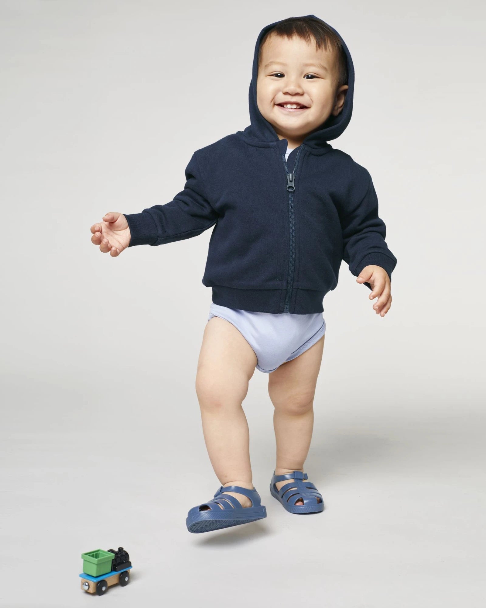 Sweat à capuche zippé bébé coton bio Stanley/Stella à personnaliser - French Navy