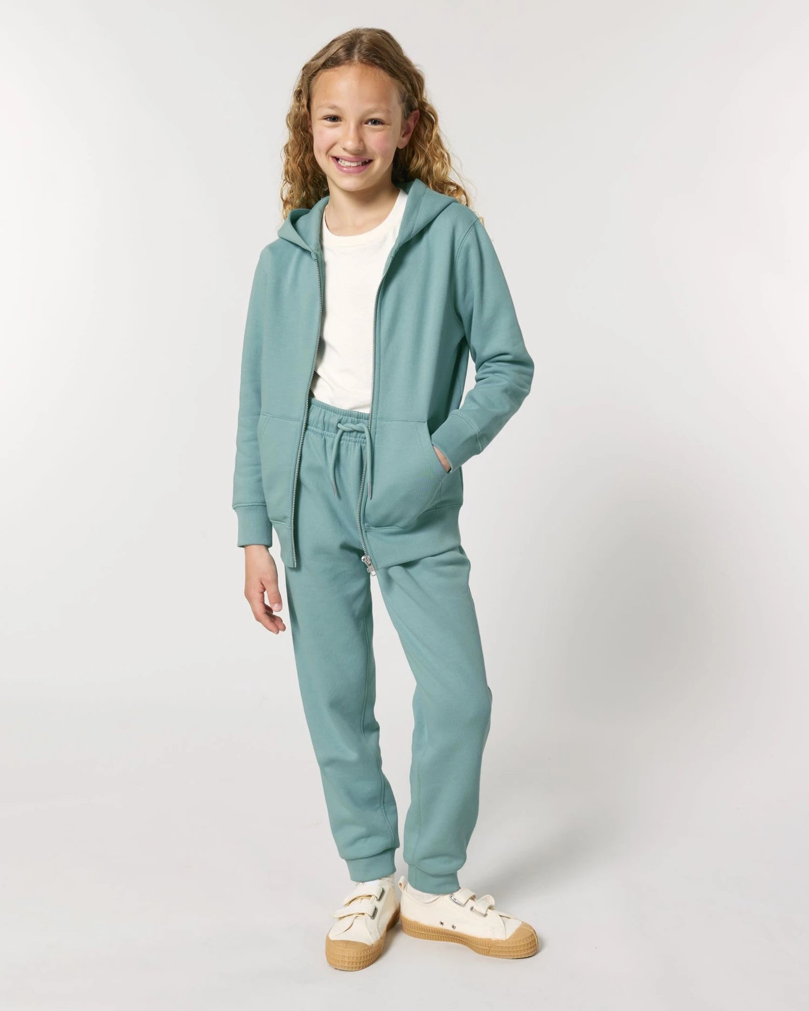 Sweat à capuche zippé enfant Stanley/Stella Mini Cultivator à personnaliser - Teal Monstera