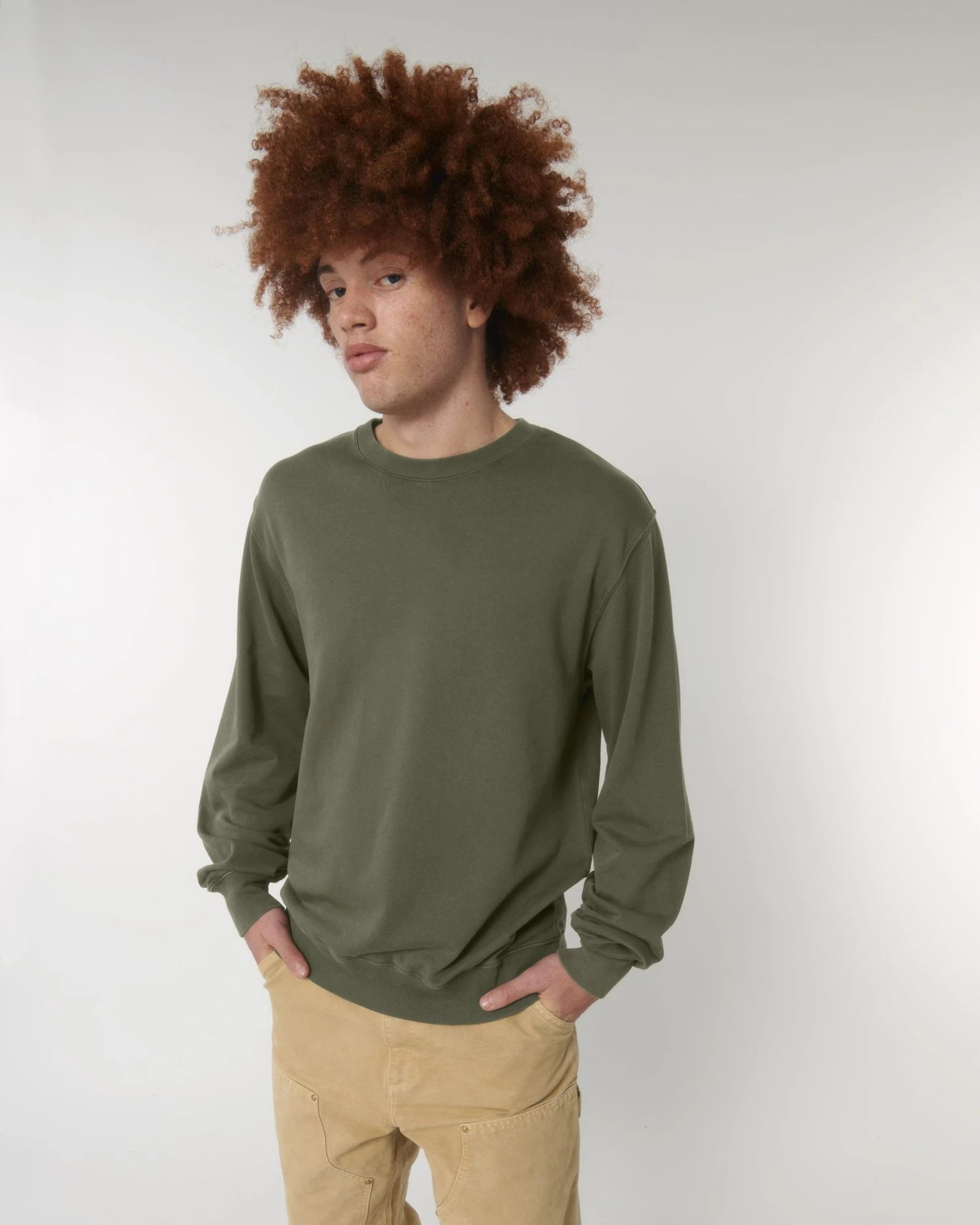 Sweat-shirt unisexe coton bio Stanley/Stella Matcher à personnaliser - G. Dyed Khaki