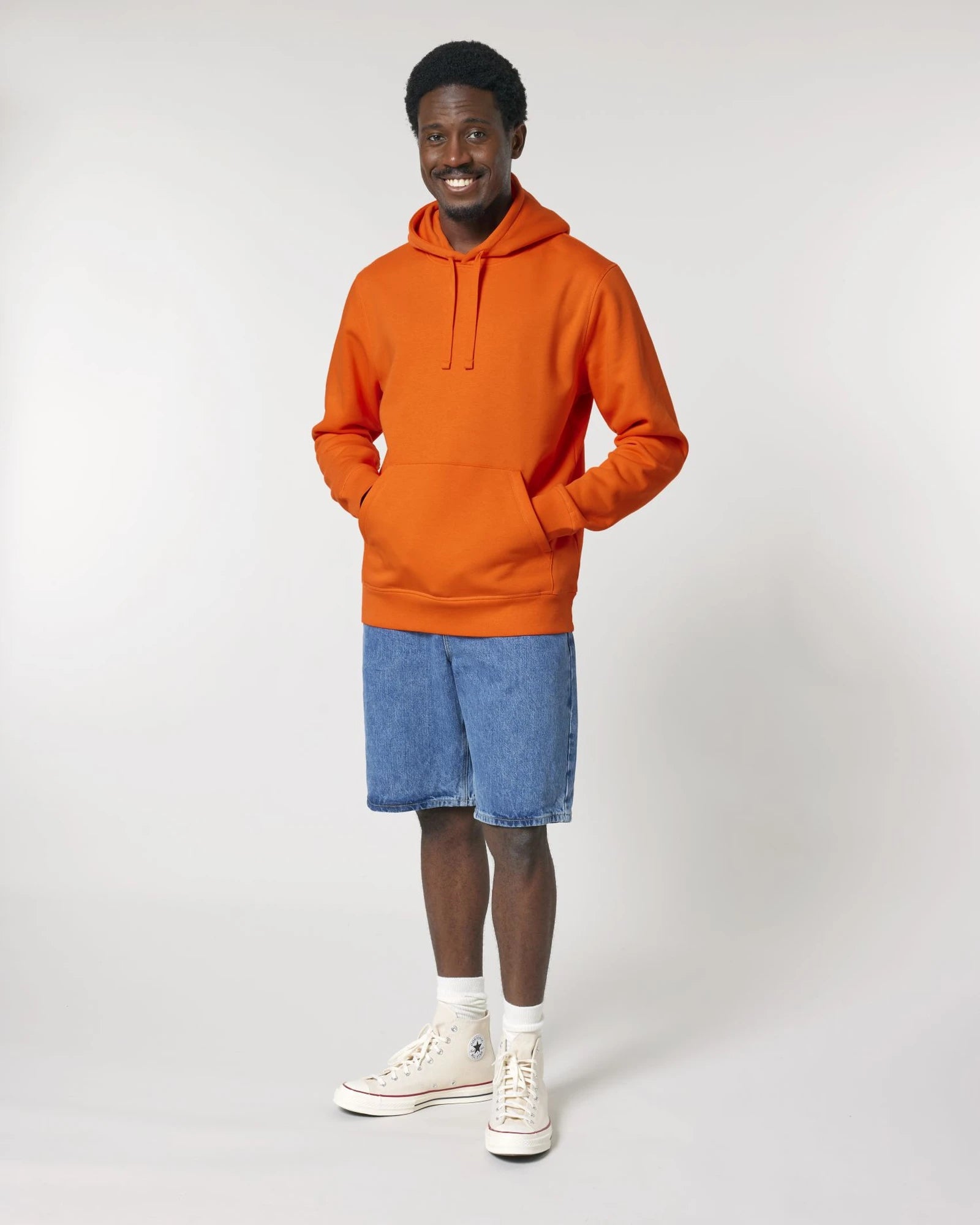 Sweat à capuche unisexe coton bio Stanley/Stella Drummer à personnaliser - Bright Orange