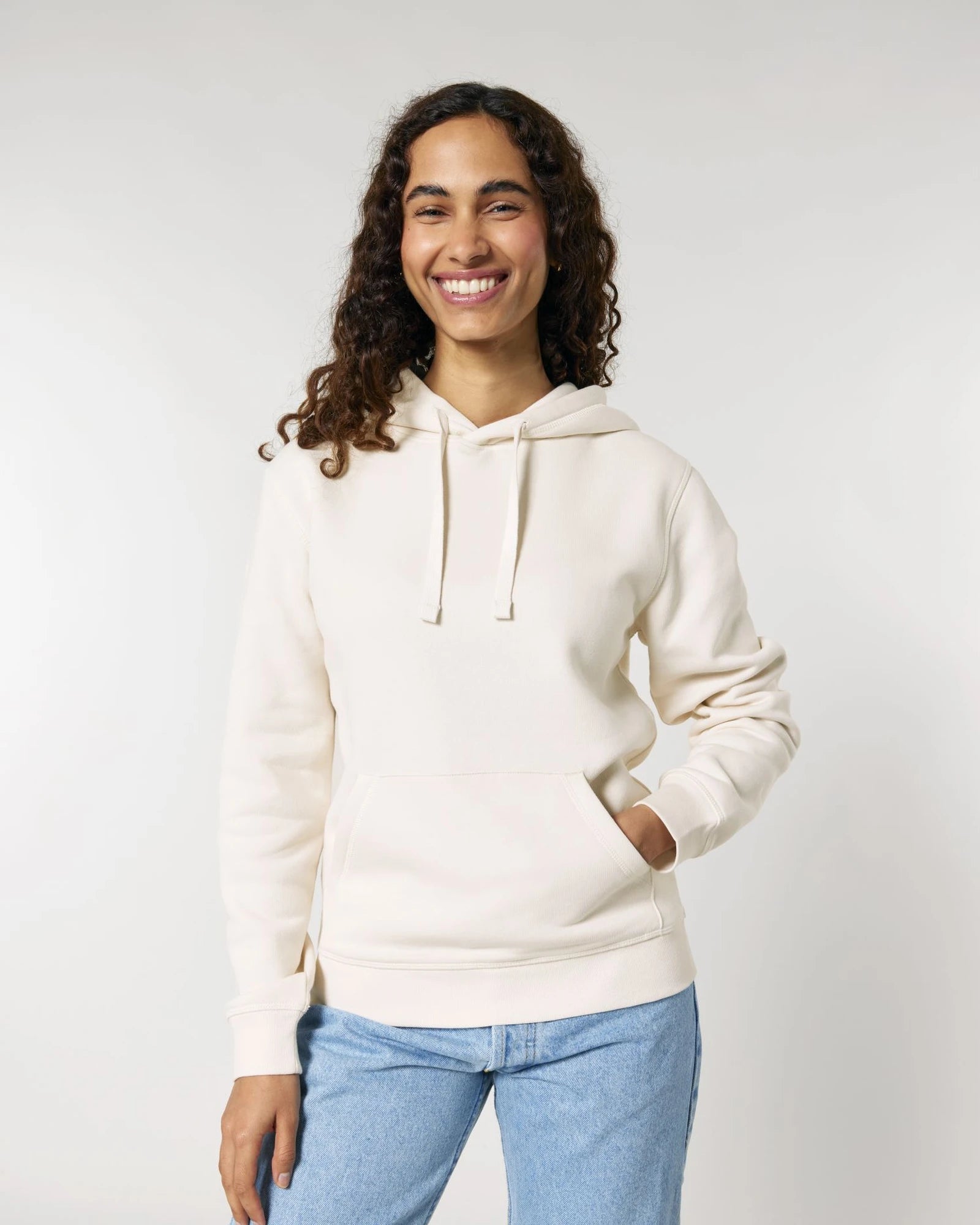 Sweat à capuche unisexe coton bio Stanley/Stella Drummer à personnaliser - Vintage White