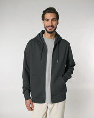 Sweat zippé unisexe coton bio Stanley/Stella Cultivator à personnaliser - Dark Heather Grey