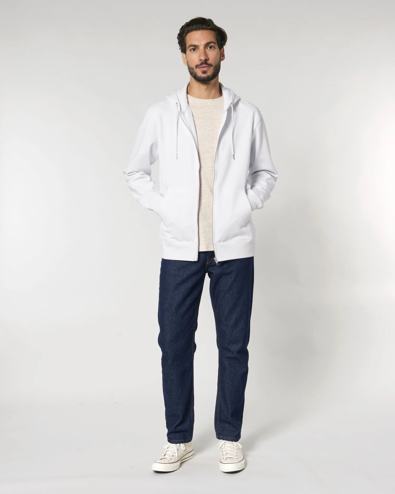 Sweat zippé unisexe coton bio Stanley/Stella Cultivator à personnaliser - White