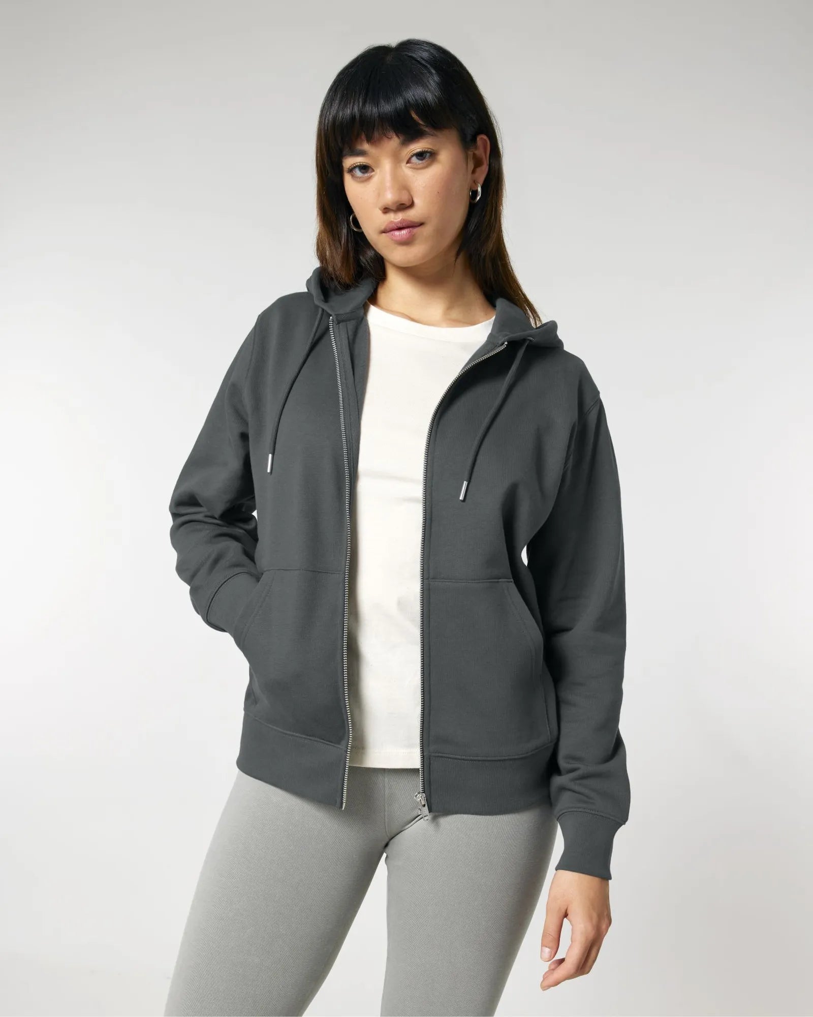 Sweat zippé unisexe coton bio Stanley/Stella Cultivator à personnaliser - Anthracite