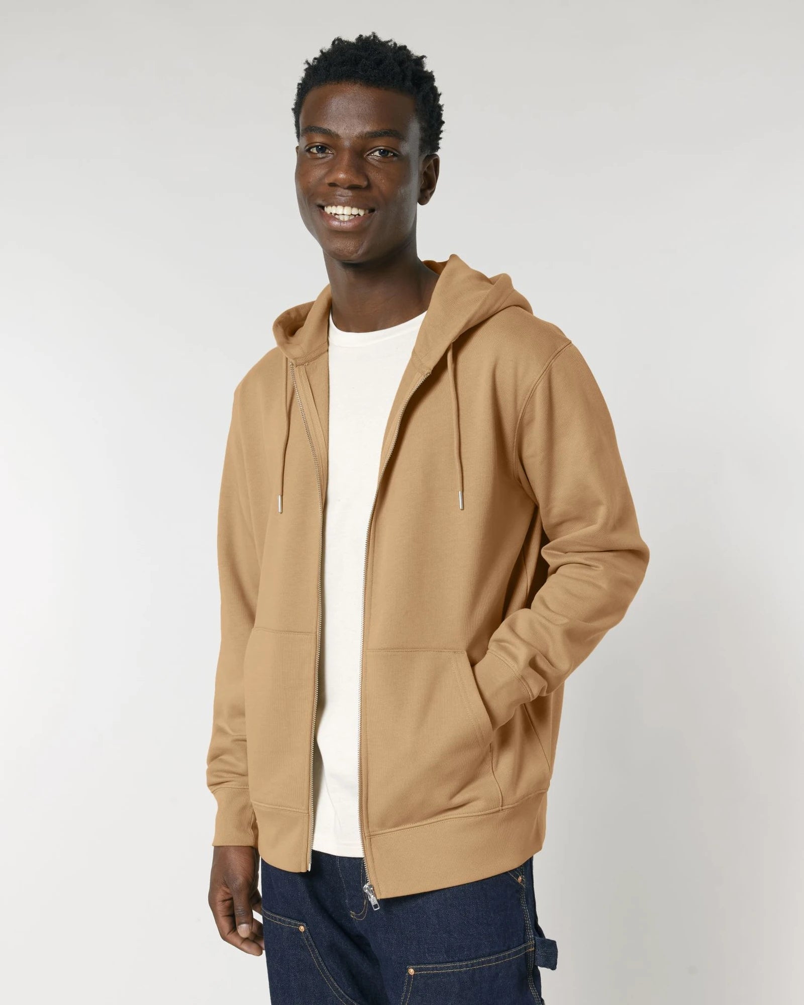 Sweat zippé unisexe coton bio Stanley/Stella Cultivator à personnaliser - Latte