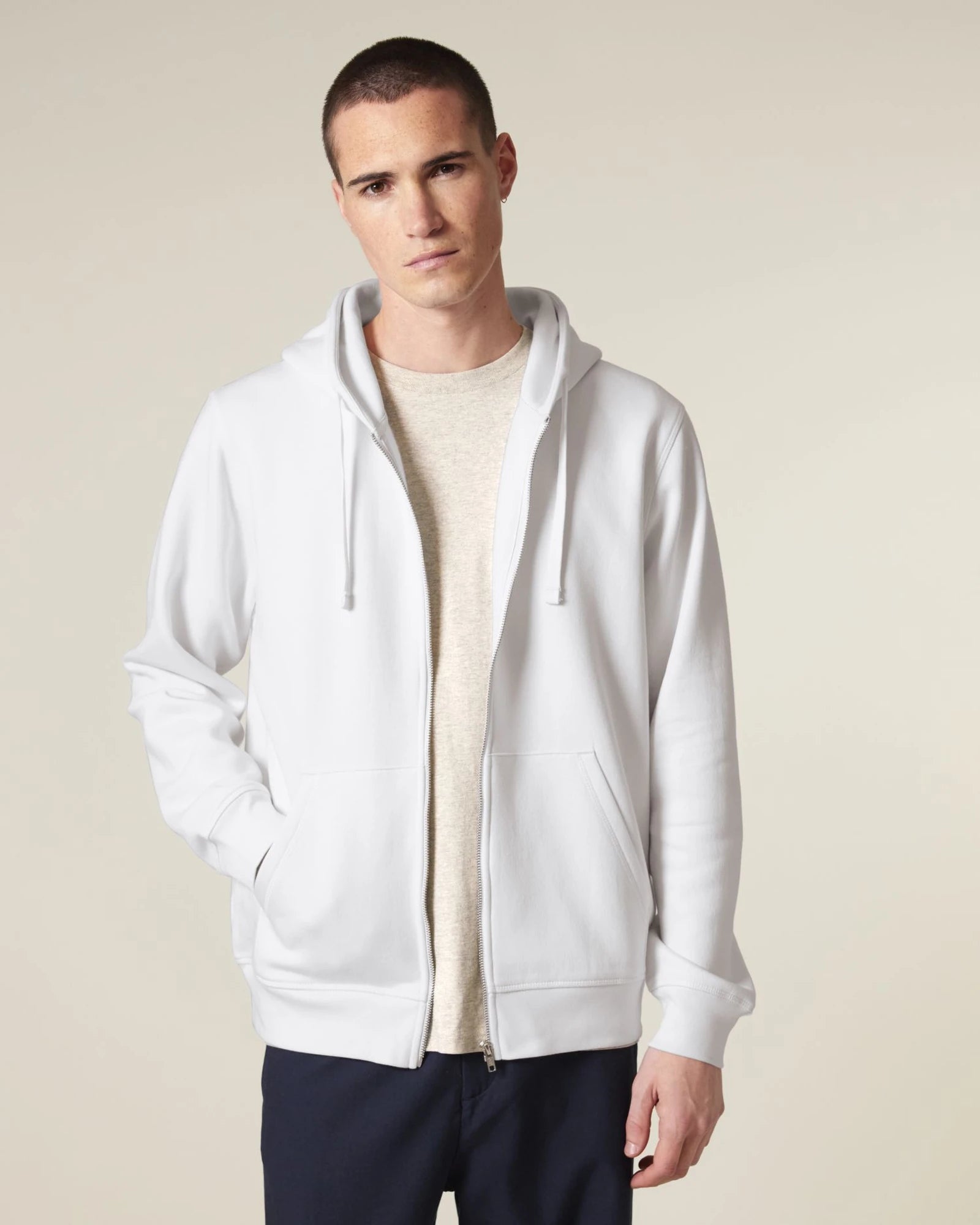 Sweat à capuche zippé unisexe Stanley/Stella Mixer à personnaliser - White