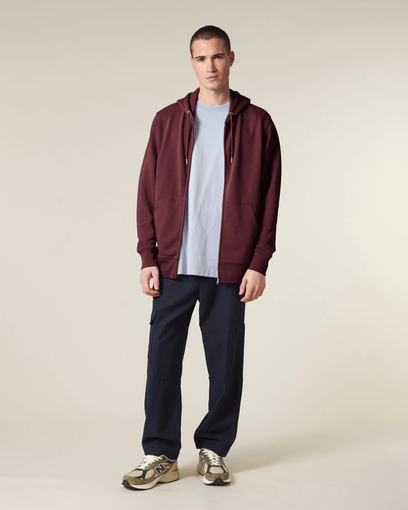 Sweat à capuche zippé coton bio Stanley/Stella 2.0 à personnaliser - Burgundy