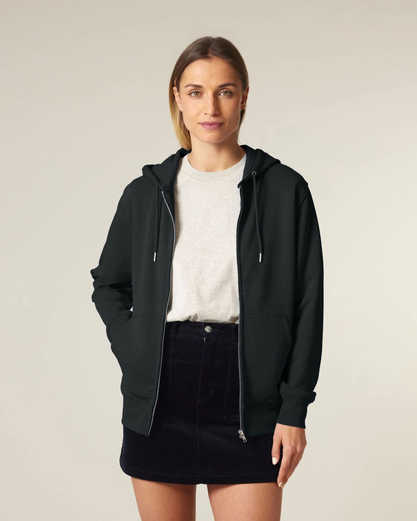 Sweat à capuche zippé coton bio Stanley/Stella 2.0 à personnaliser - Black