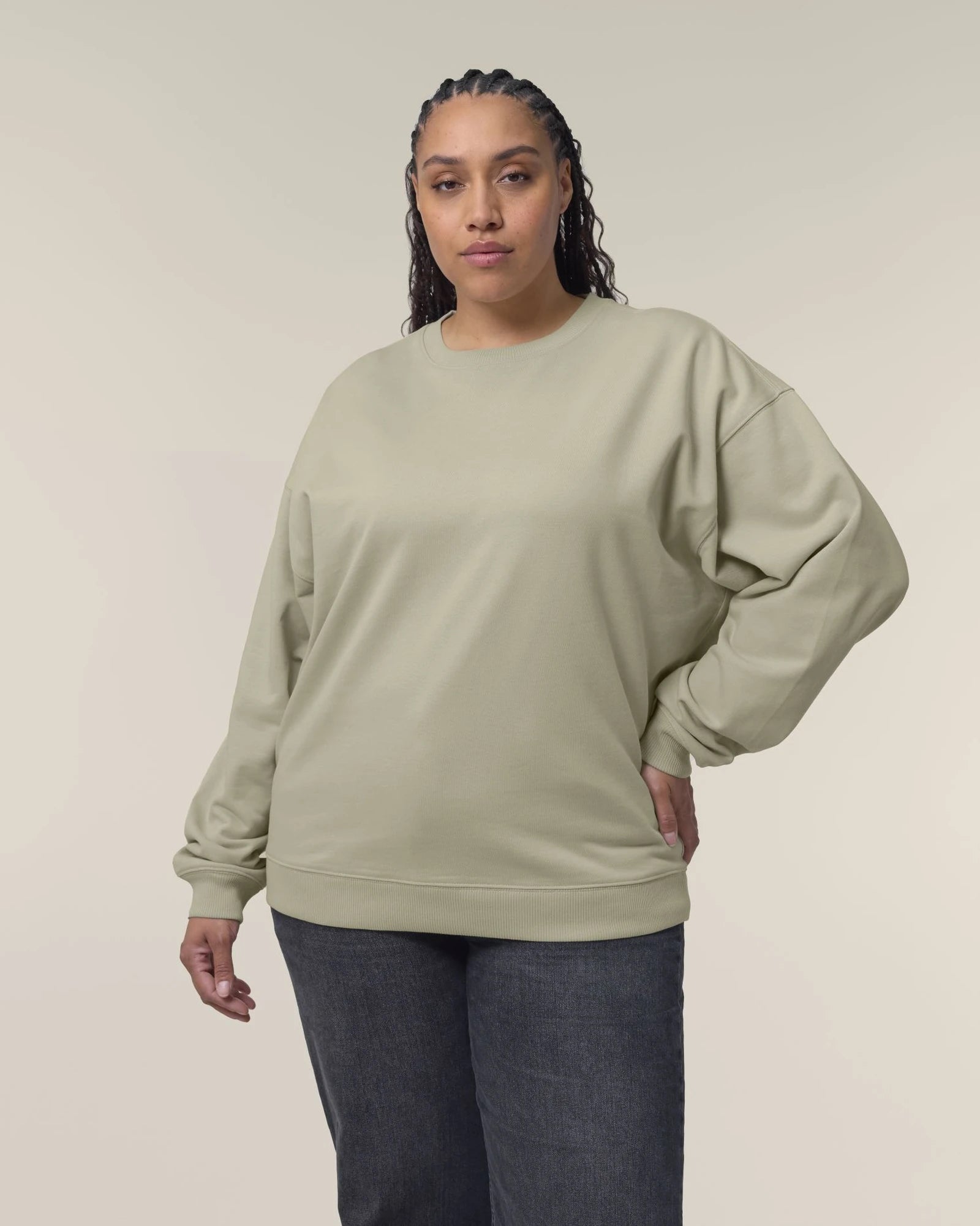 Sweat-shirt unisexe col rond Oversized Stanley/Stella Radder 2.0 à personnaliser - Stone