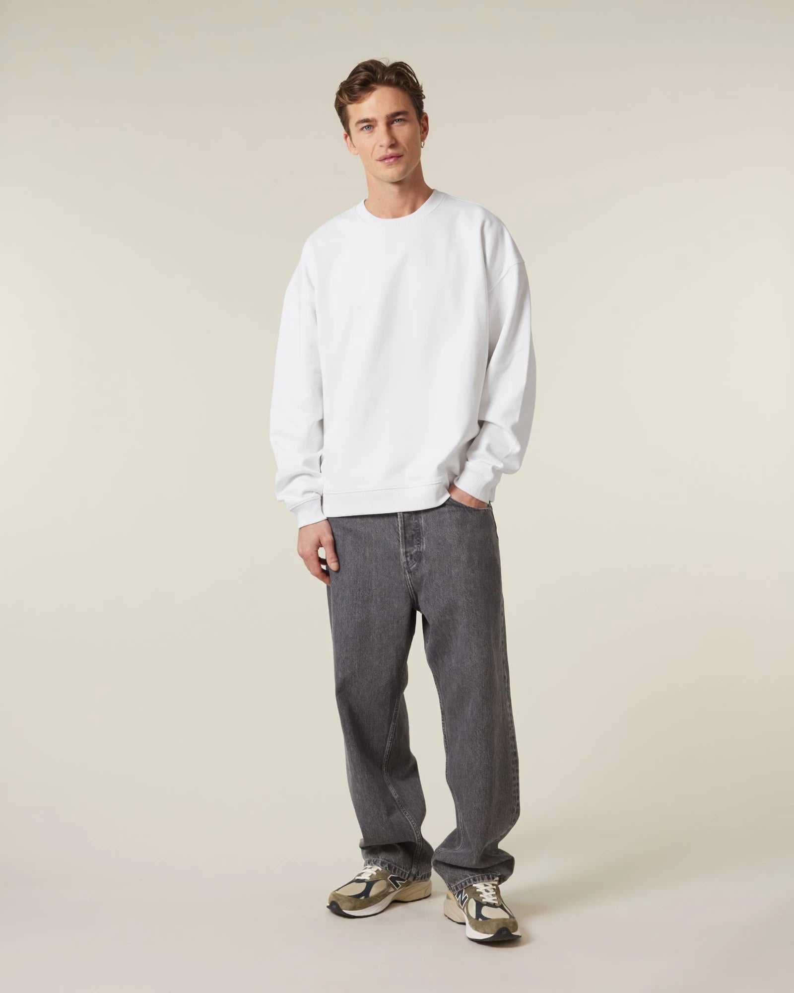 Sweat-shirt unisexe col rond Oversized Stanley/Stella Radder 2.0 à personnaliser - White