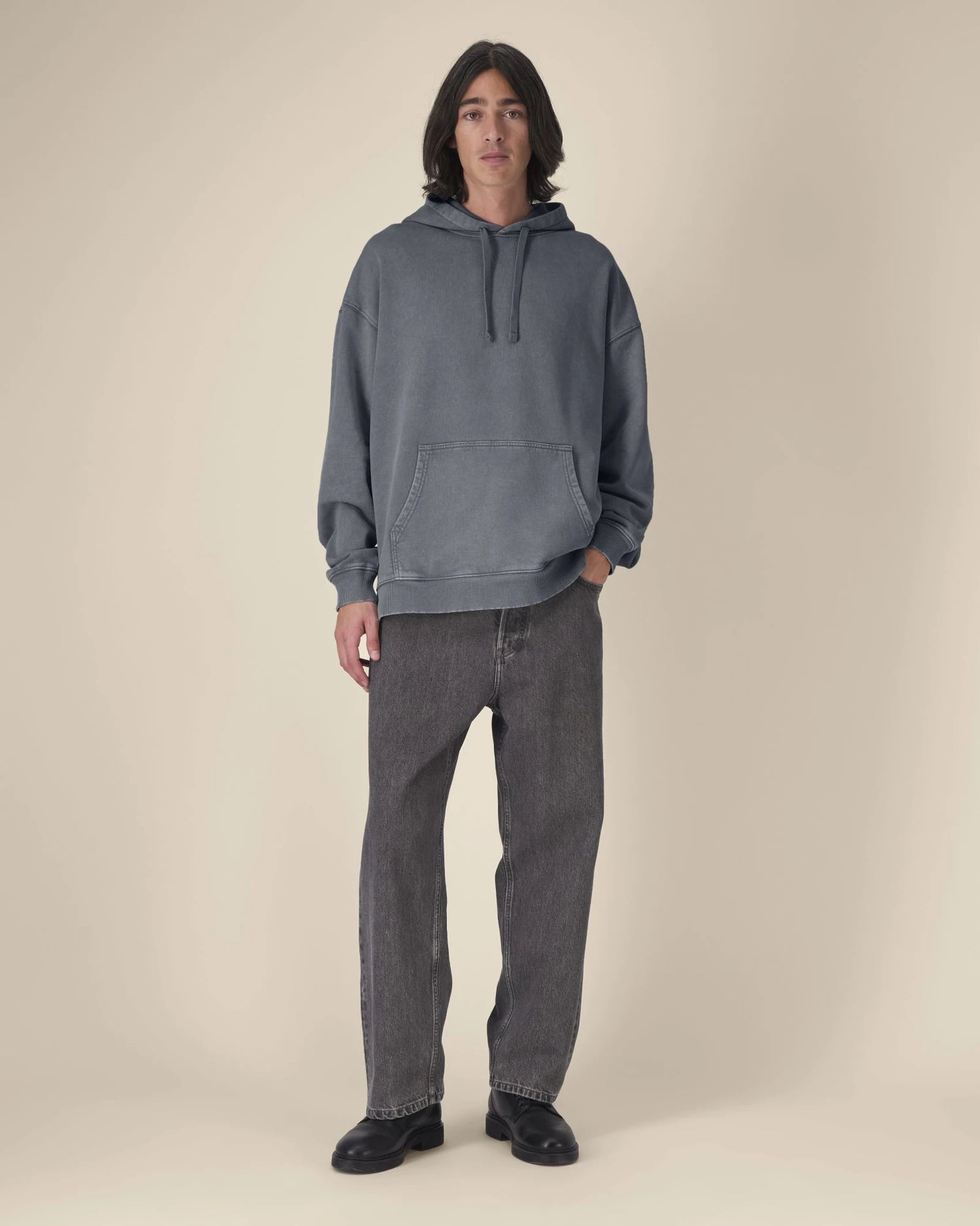 Sweat à capuche oversized coton bio Stanley/Stella Slammer à personnaliser - G. Dyed Anthracite