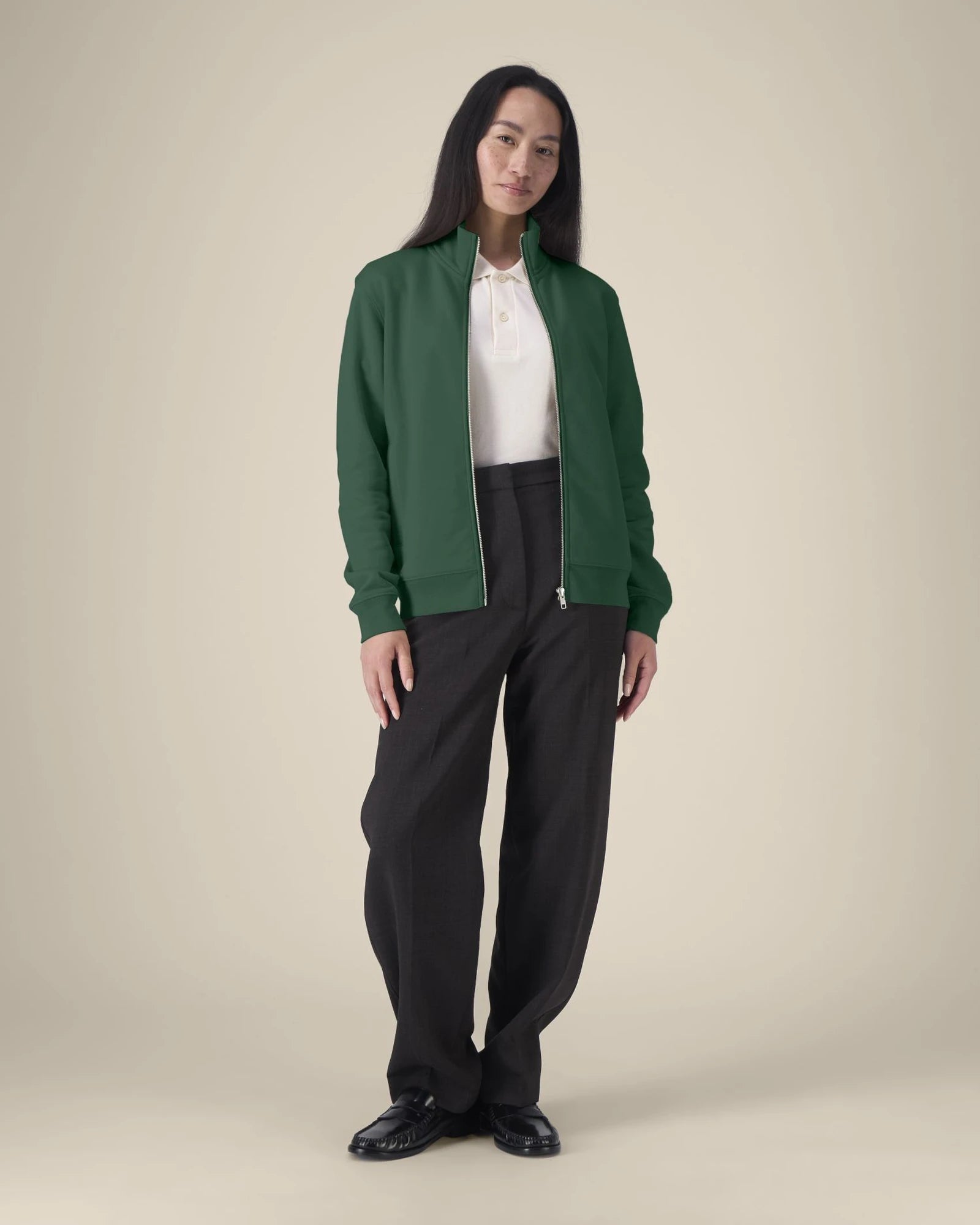 Sweat zippé coton bio Stanley/Stella Trailer 2.0 à personnaliser - Bottle Green