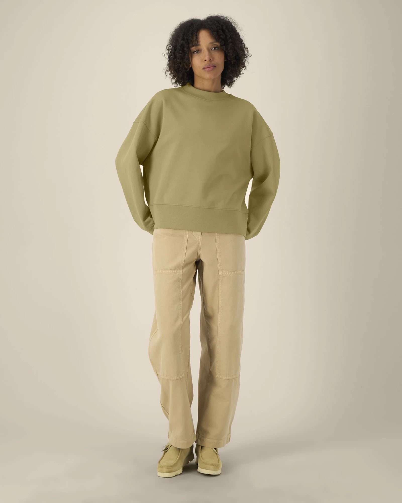 Sweat-shirt col rond coton recyclé Stanley/Stella à personnaliser - Faded Olive