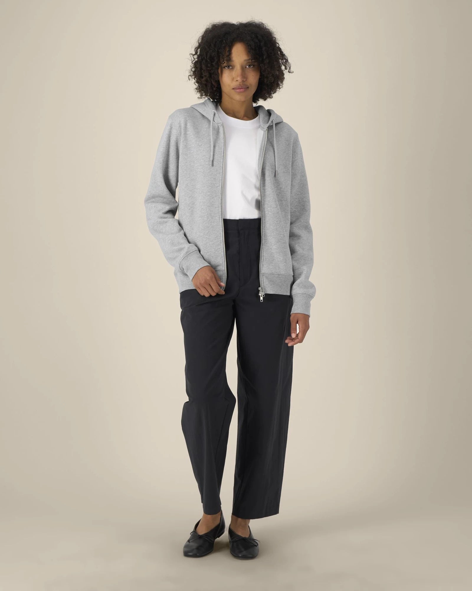 Sweat à capuche zippé coton bio Stanley/Stella Astor à personnaliser - Heather Grey