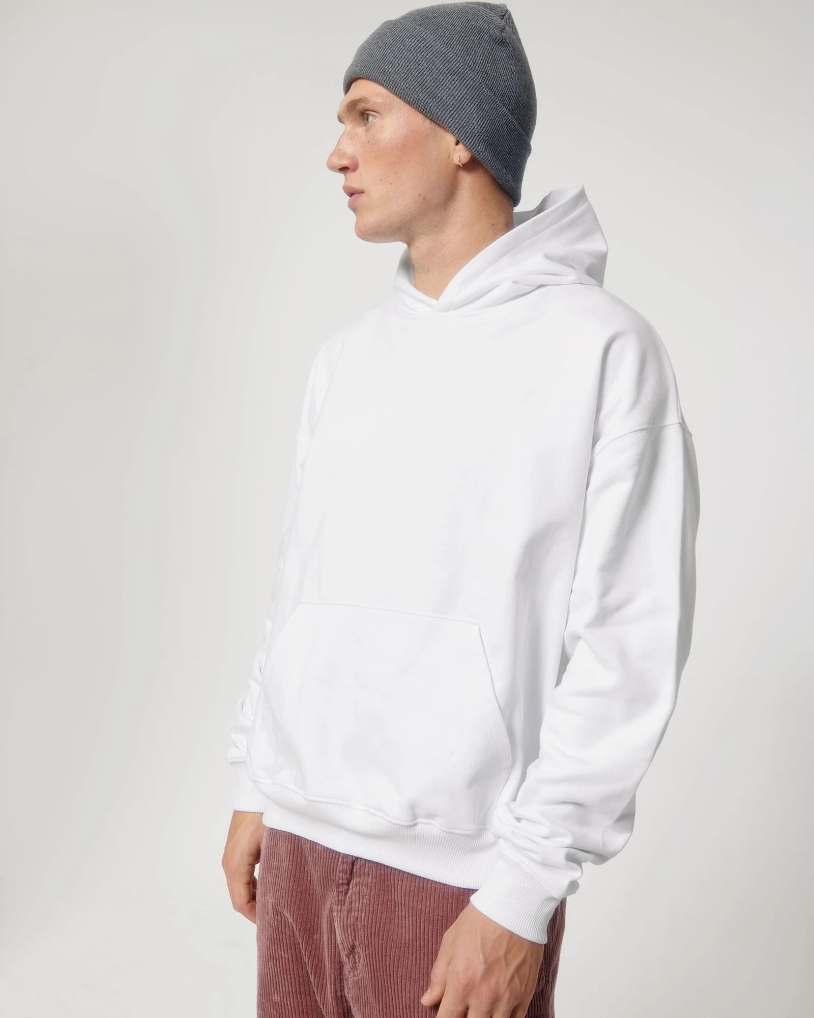 Sweat à capuche unisexe coton bio Stanley/Stella Cooper à personnaliser - White
