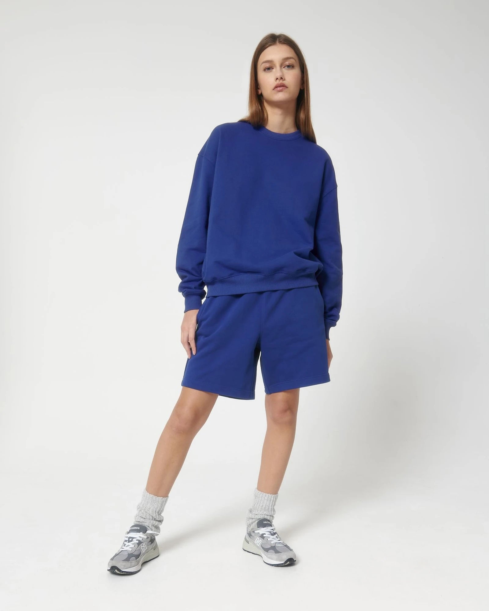 Sweat à col rond coton bio Stanley/Stella Ledger à personnaliser - Worker Blue