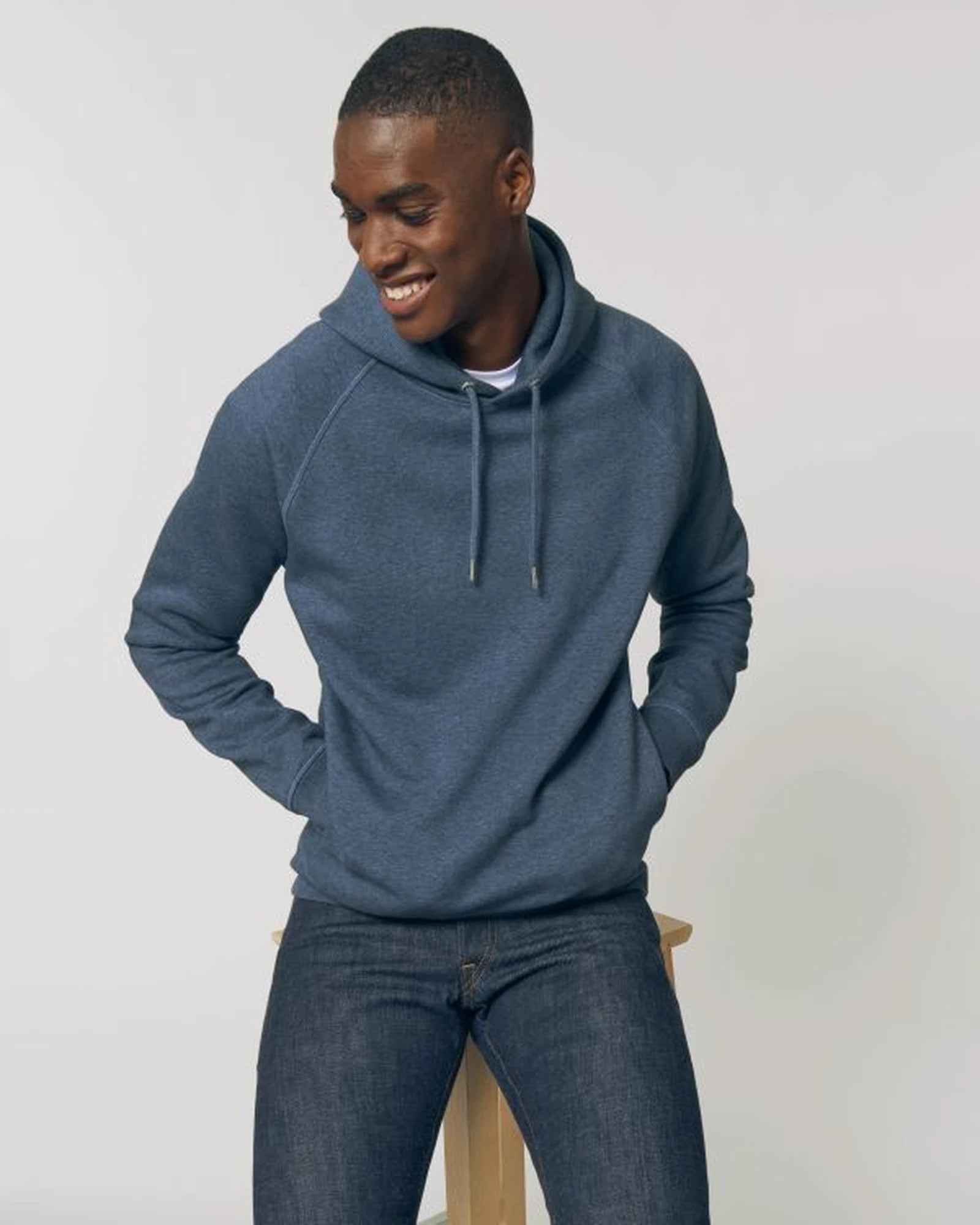 Sweat-shirt à capuche coton bio Stanley/Stella Sider à personnaliser - Dark Heather Blue