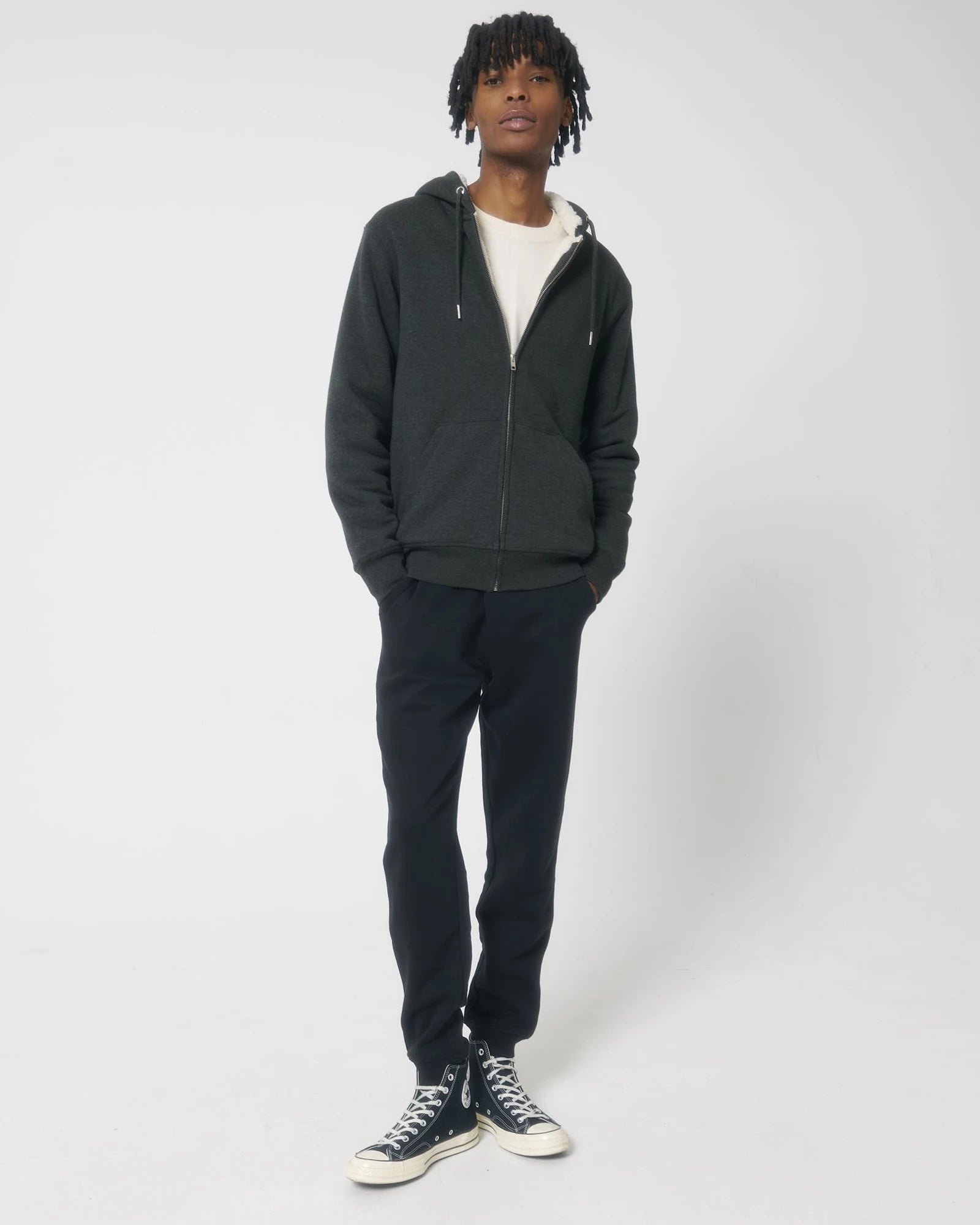 Sweat à capuche zippé unisexe Stanley/Stella Hygger à personnaliser - Dark Heather Grey