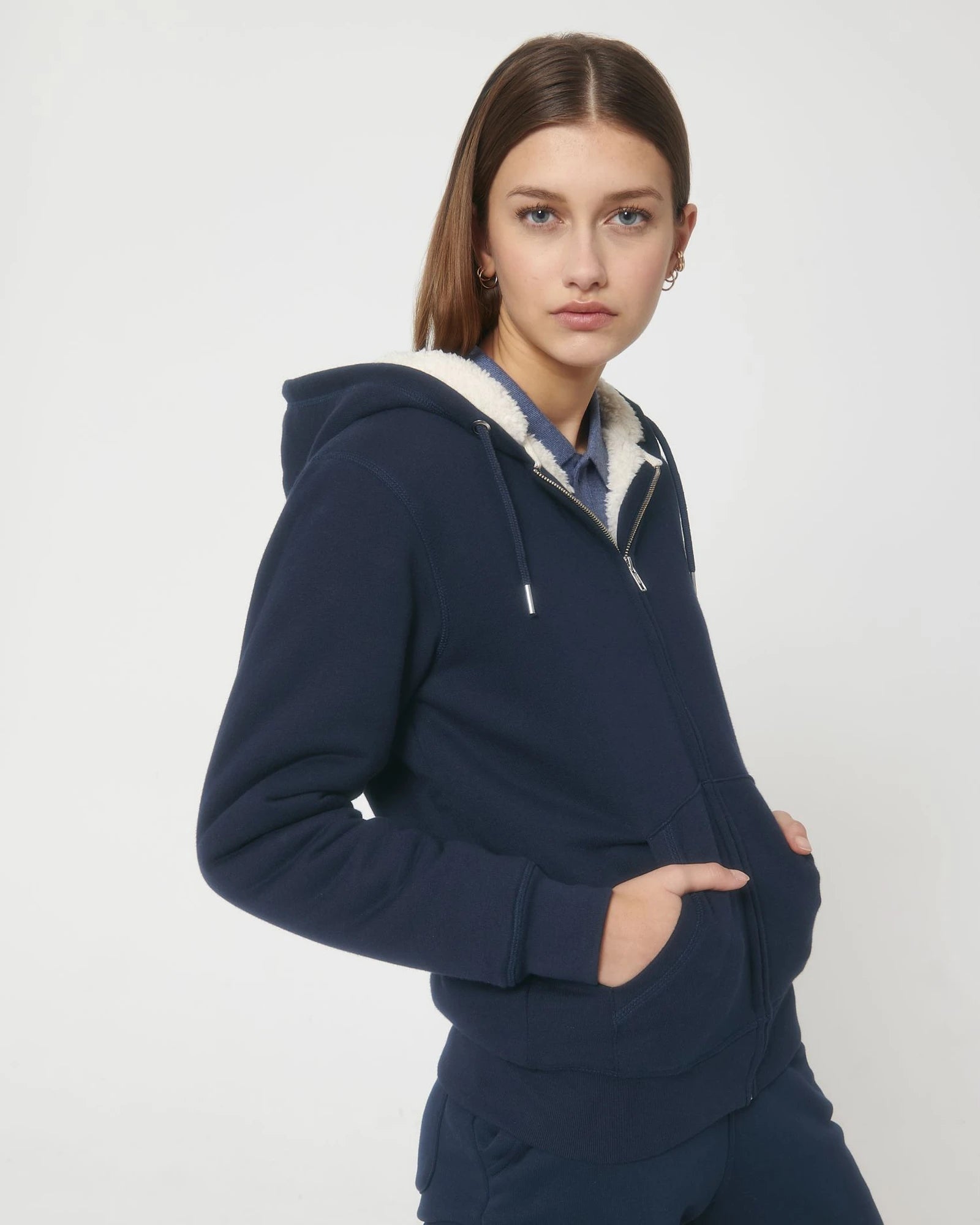 Sweat à capuche zippé unisexe Stanley/Stella Hygger à personnaliser - French Navy