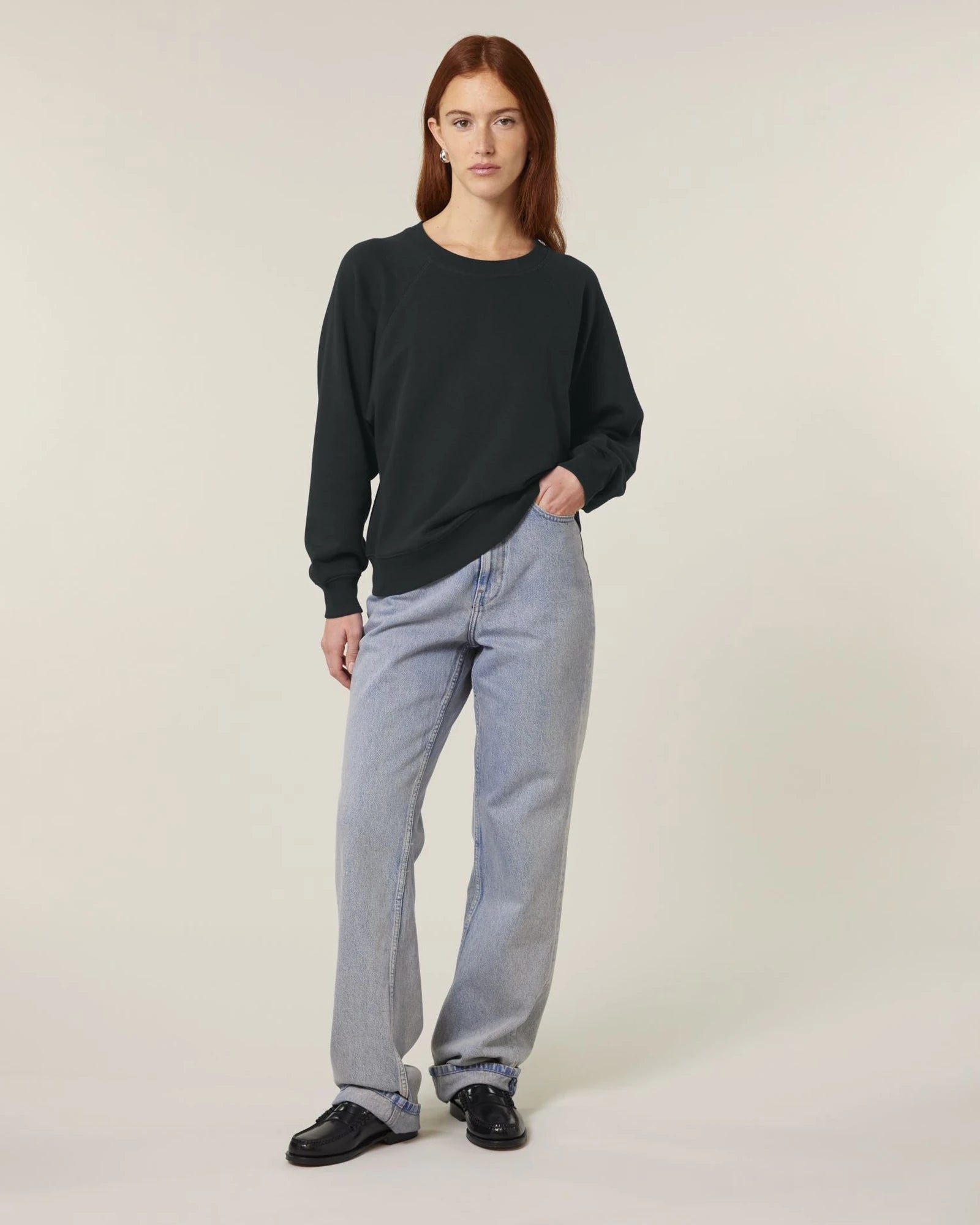 Sweat à col rond coton bio Stanley/Stella Clara à personnaliser - Black