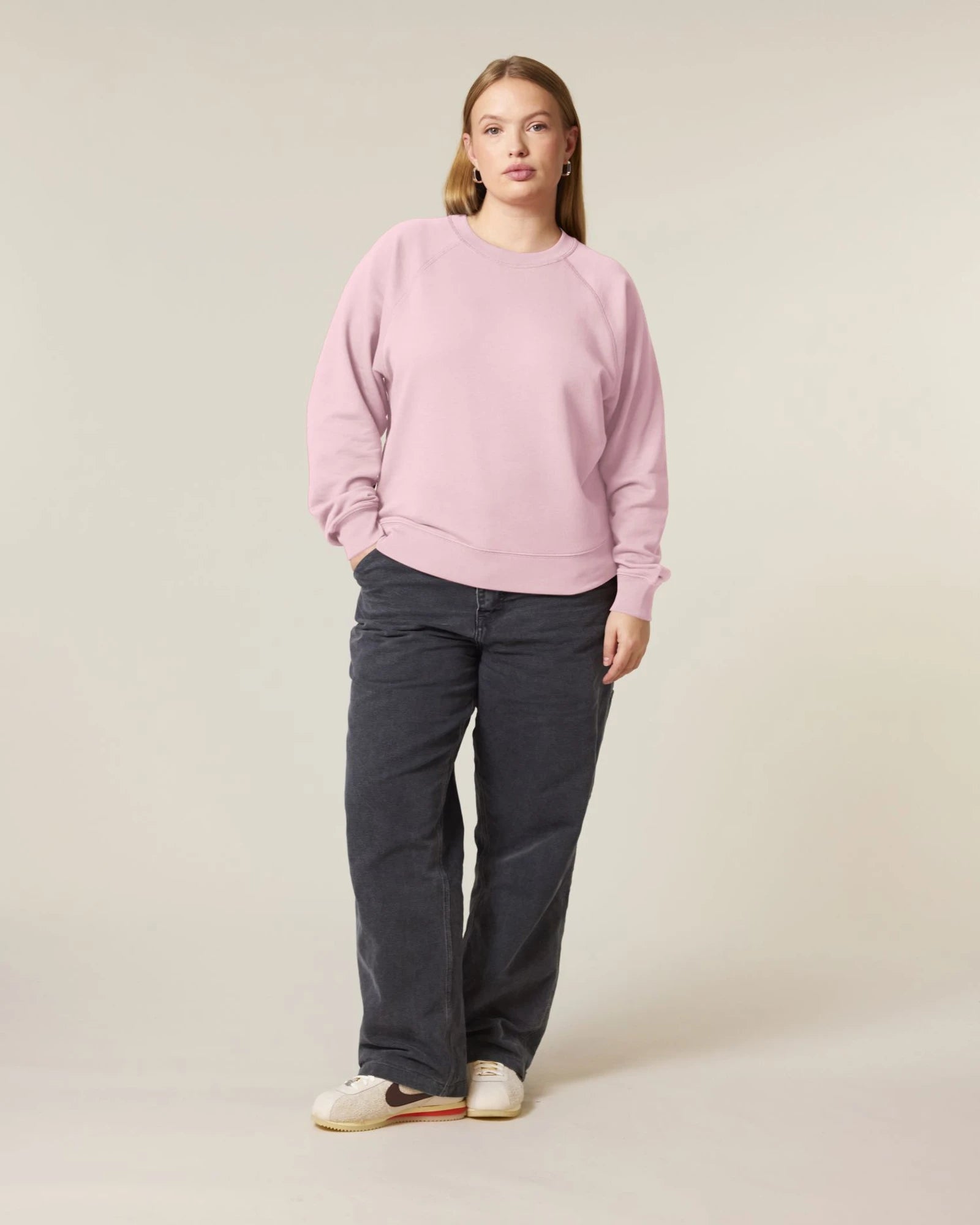 Sweat à col rond coton bio Stanley/Stella Clara à personnaliser - Cotton Pink