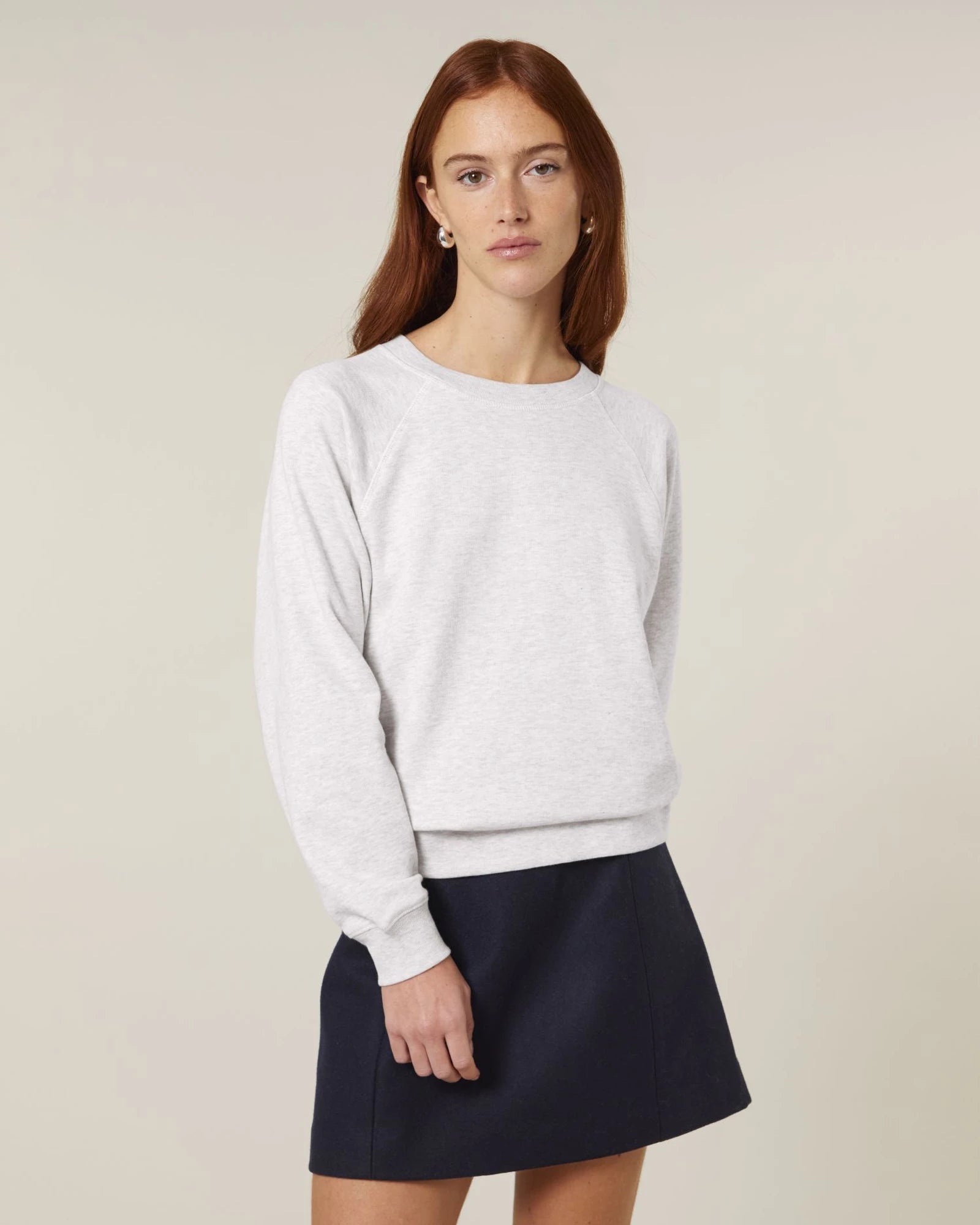 Sweat à col rond coton bio Stanley/Stella Clara à personnaliser - Cool Heather Grey
