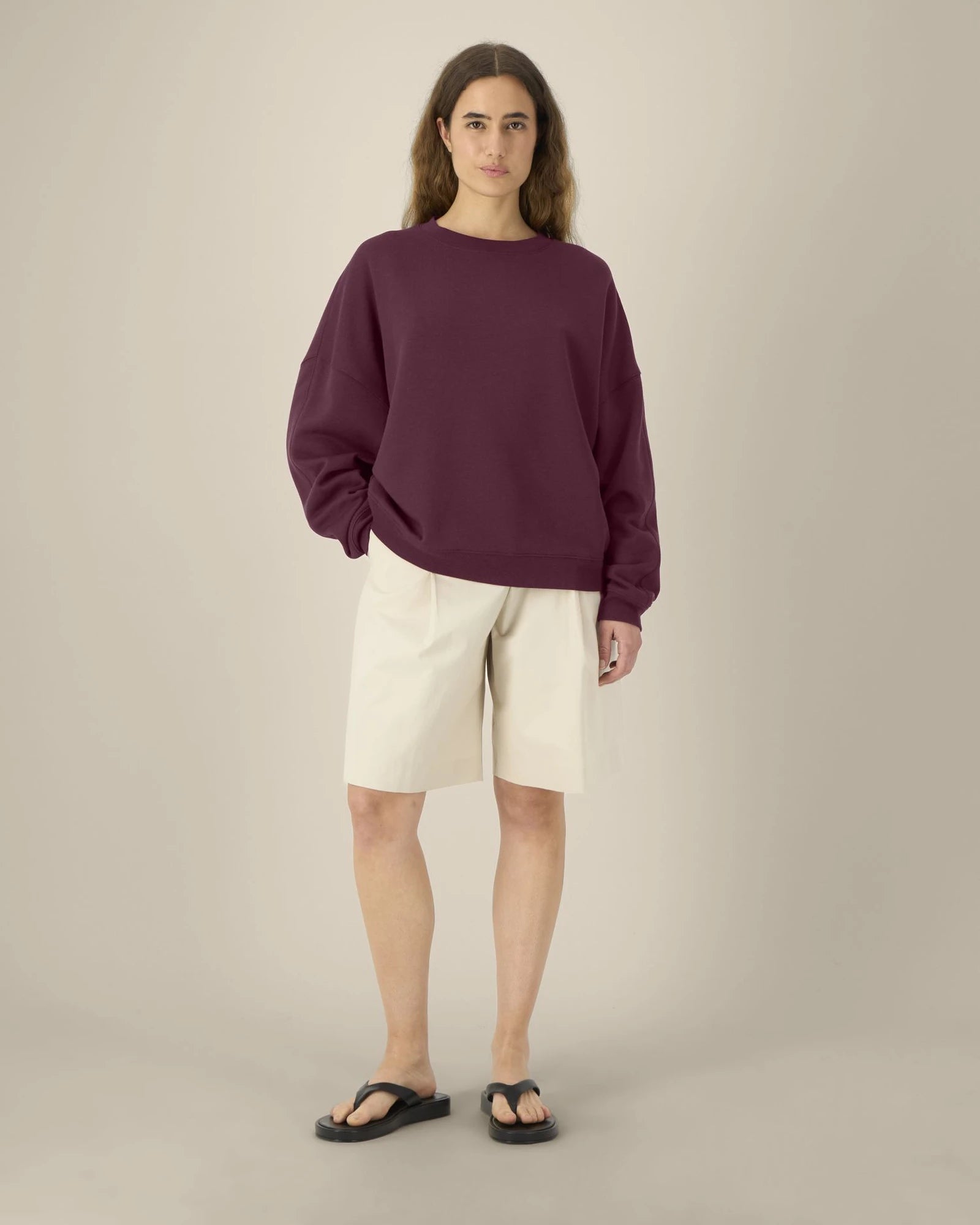 Sweat-shirt col rond coton bio Stanley/Stella Lianna à personnaliser - Deep Plum
