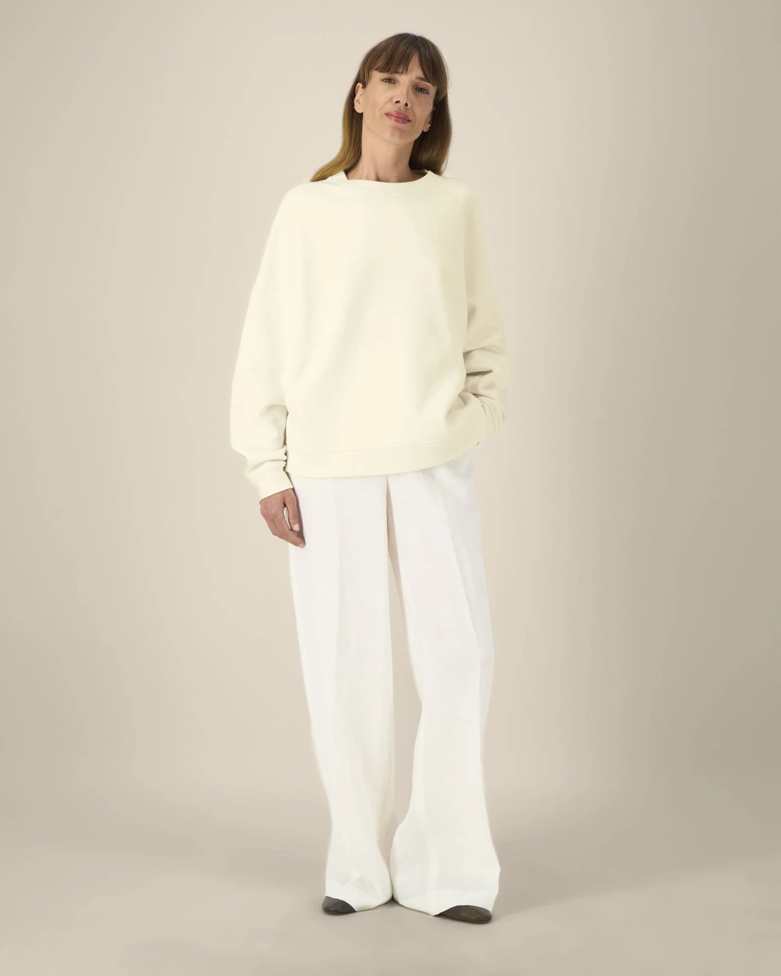 Sweat-shirt col rond coton bio Stanley/Stella Lianna à personnaliser - Cream