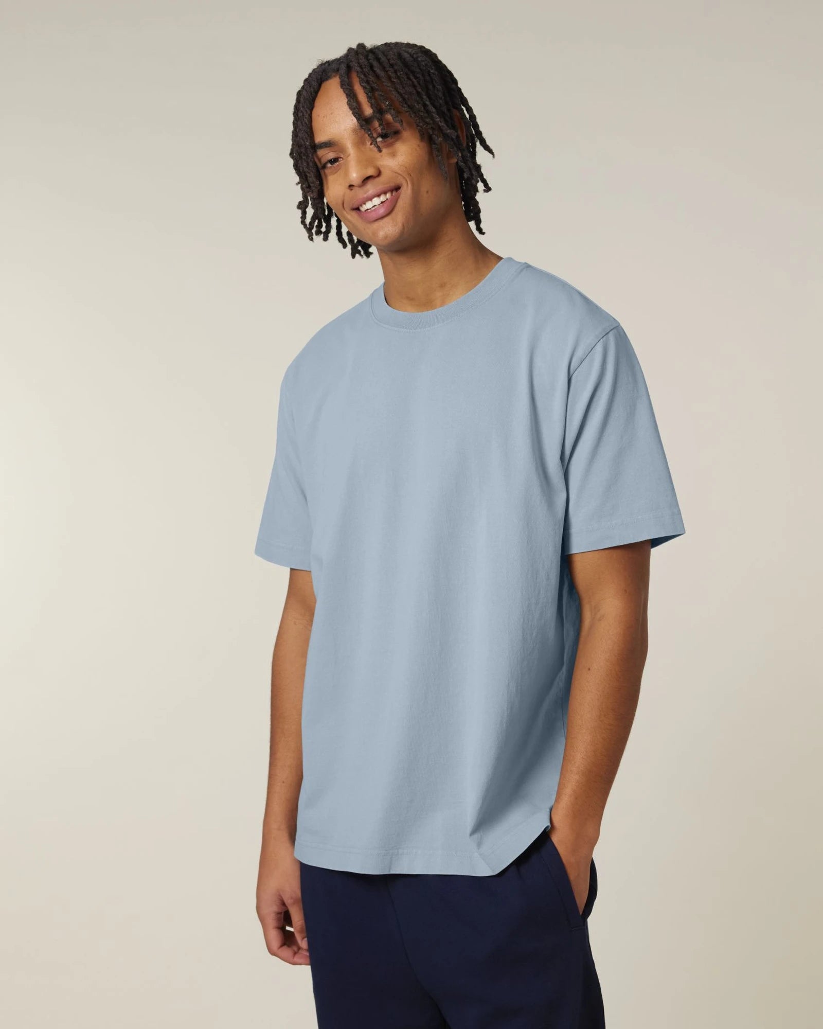 T-shirt unisexe épais coton bio Stanley/Stella Freestyler à personnaliser - G. Dyed Blue Stone