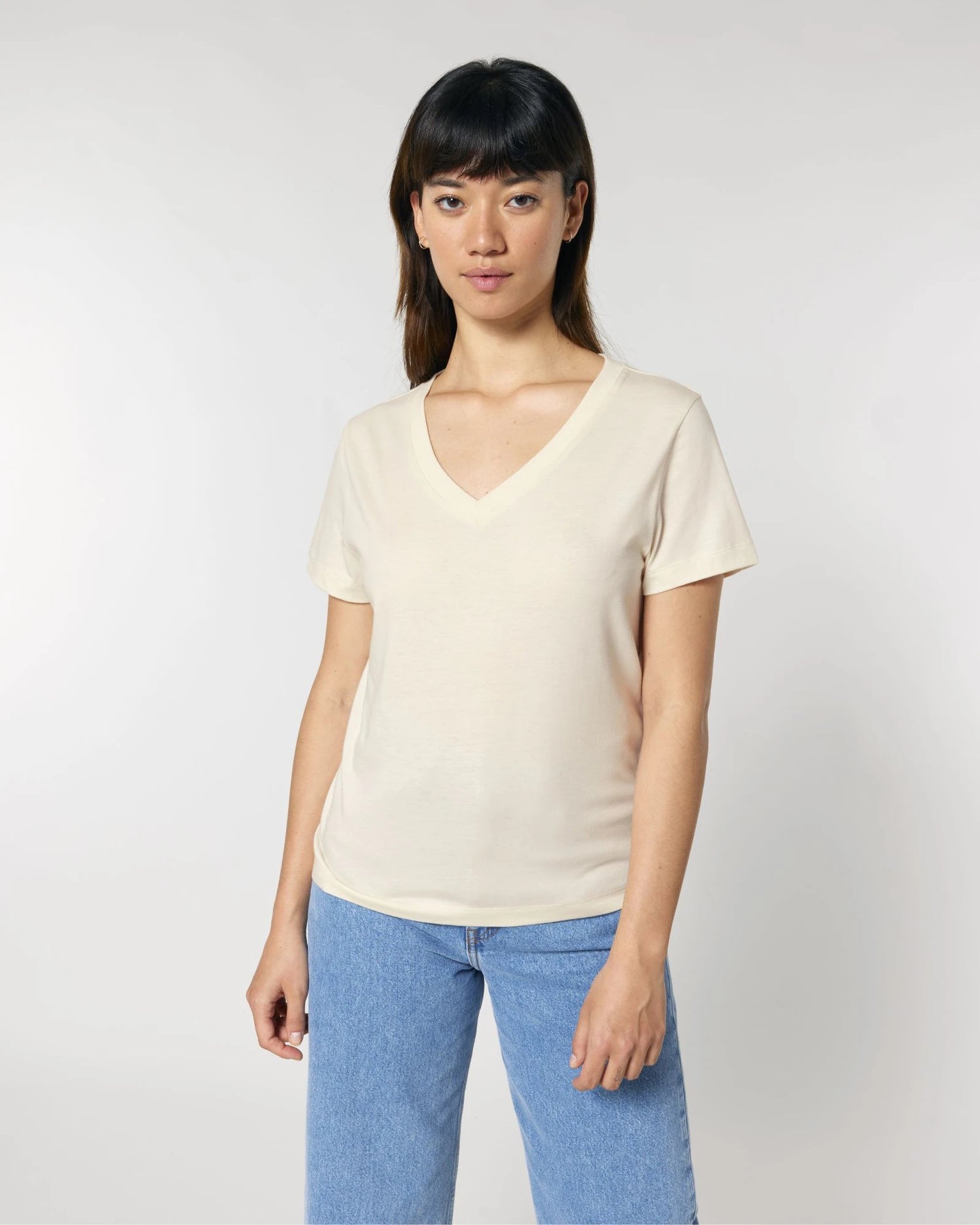 T-shirt femme col V coton bio Stanley/Stella Isla à personnaliser - Natural Raw