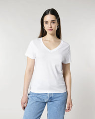 T-shirt femme col V coton bio Stanley/Stella Isla à personnaliser - White