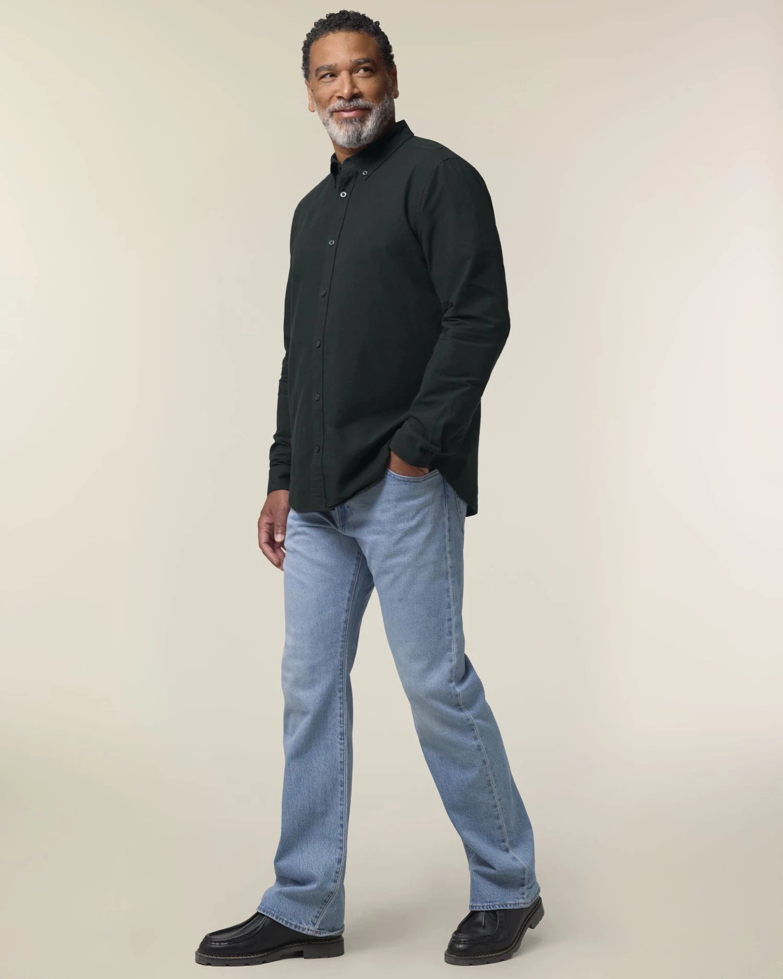 Chemise homme coton bio Stanley/Stella Oxford à personnaliser - Black
