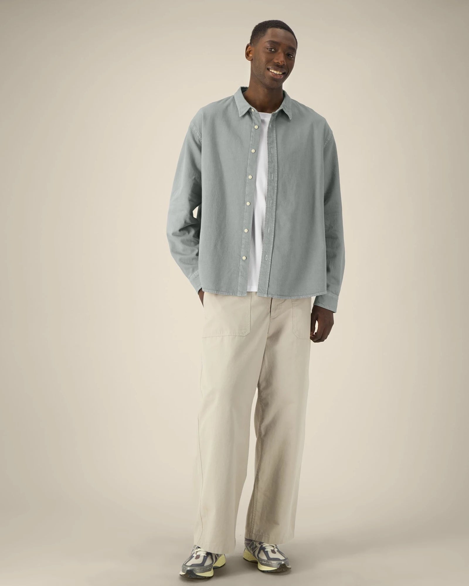 Chemise unisexe coton bio Stanley/Stella Worker à personnaliser - G. Dyed Misty Grey