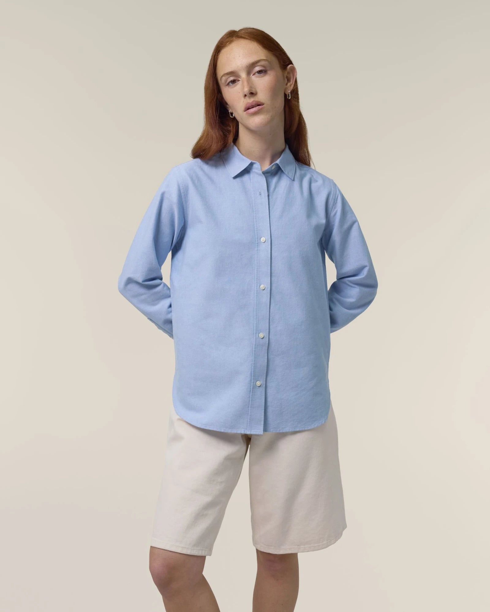 Chemise femme coton bio Stanley/Stella Oxford à personnaliser - Blue Oxford
