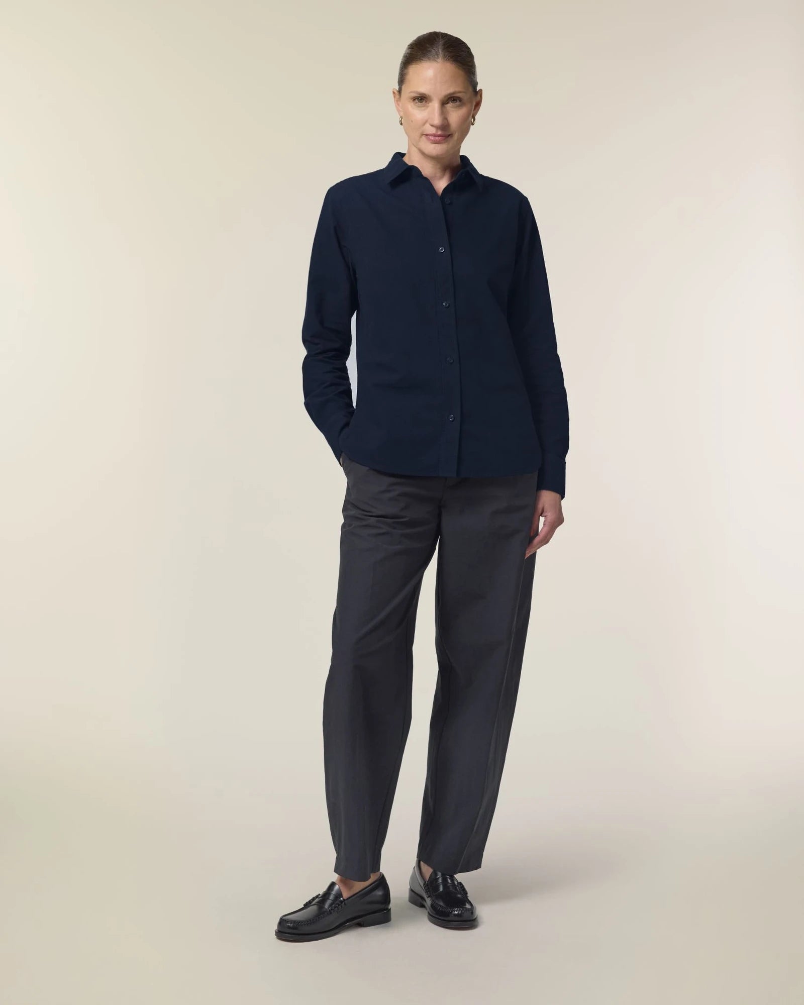 Chemise femme coton bio Stanley/Stella Oxford à personnaliser - French Navy