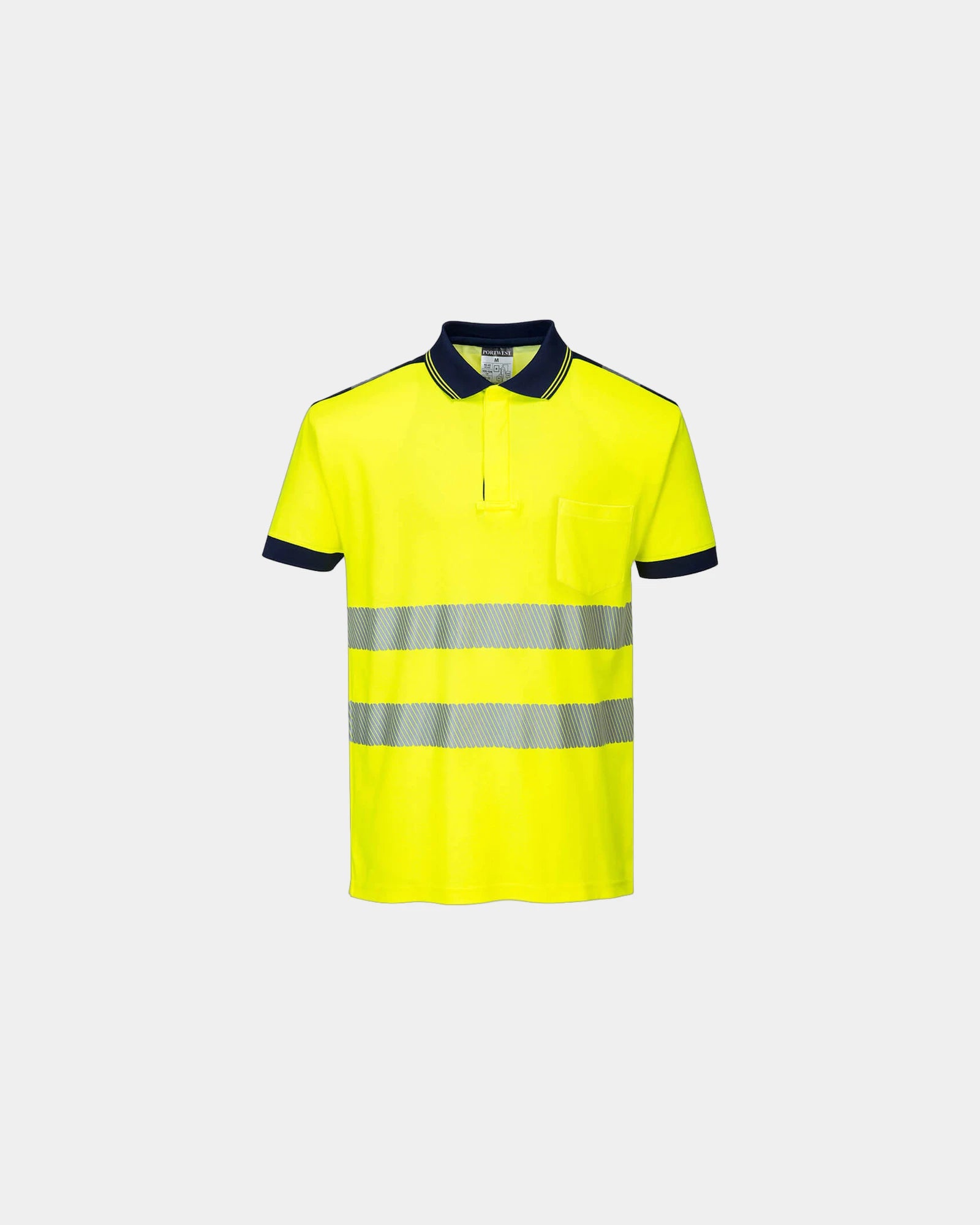 Polo coton respirant HV PW3 à personnaliser - Jaune-Bleu Marine