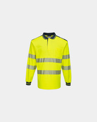 Polo haute visibilité coton PW3 à personnaliser - Jaune-Bleu Marine