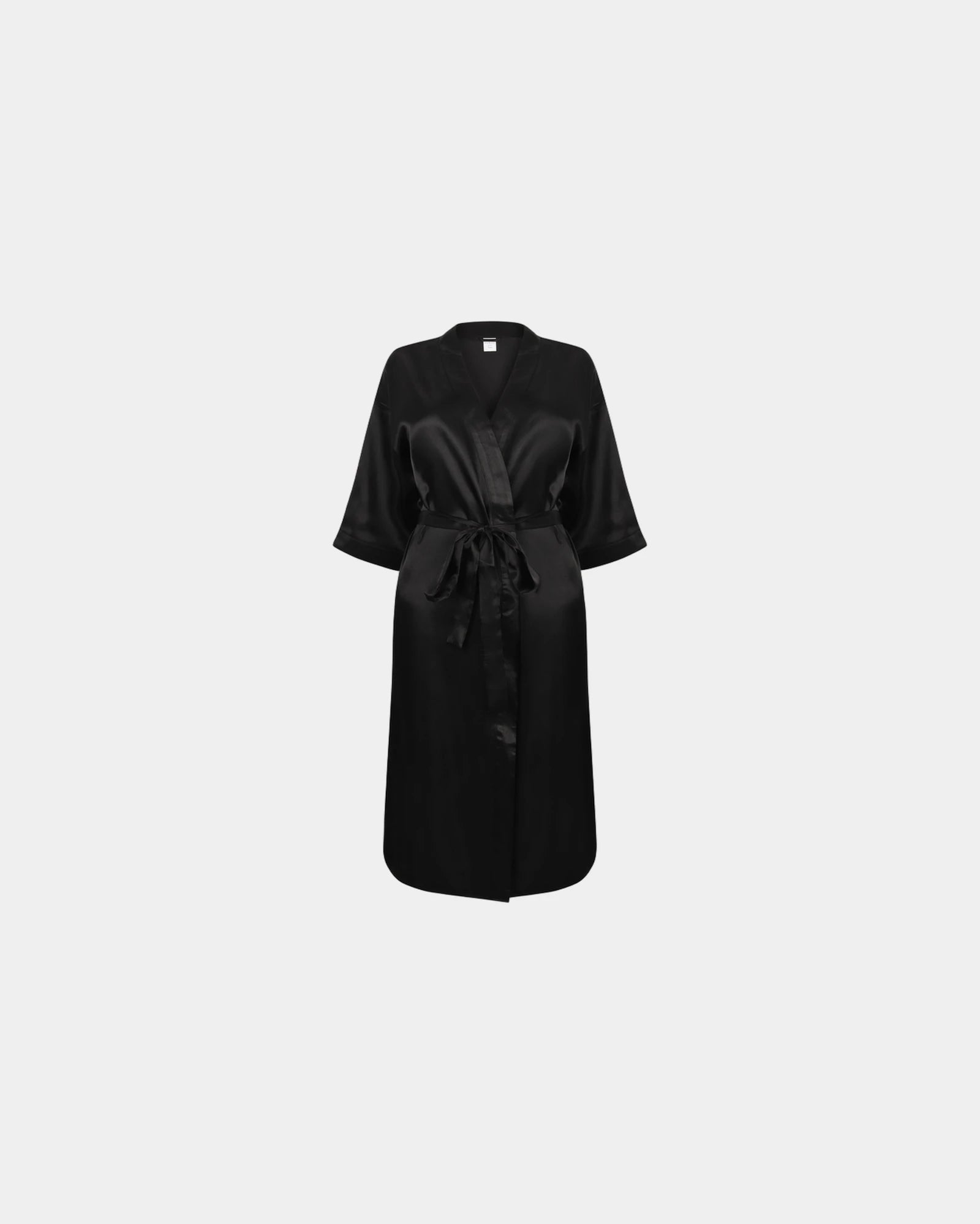 Peignoir satin femme manches 3/4 à personnaliser - Black