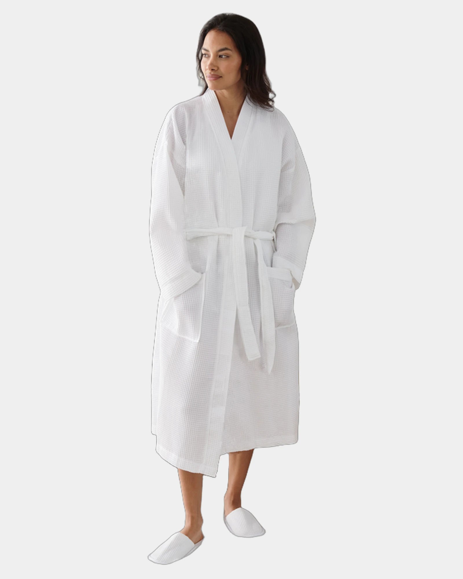 Peignoir éponge style kimono Waffle à personnaliser - 3