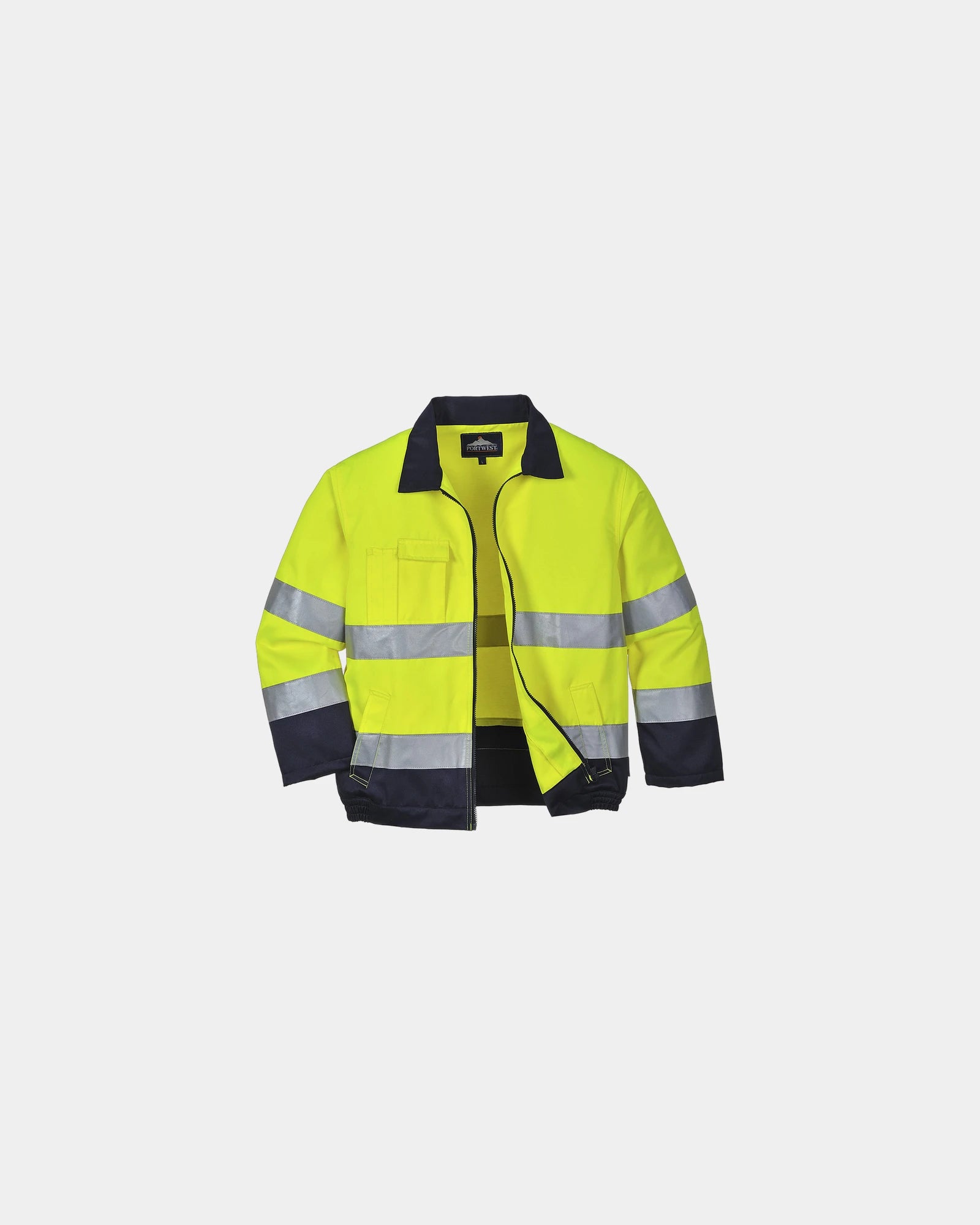 Veste haute-visibilité polycoton Madrid à personnaliser - Jaune-Bleu Marine