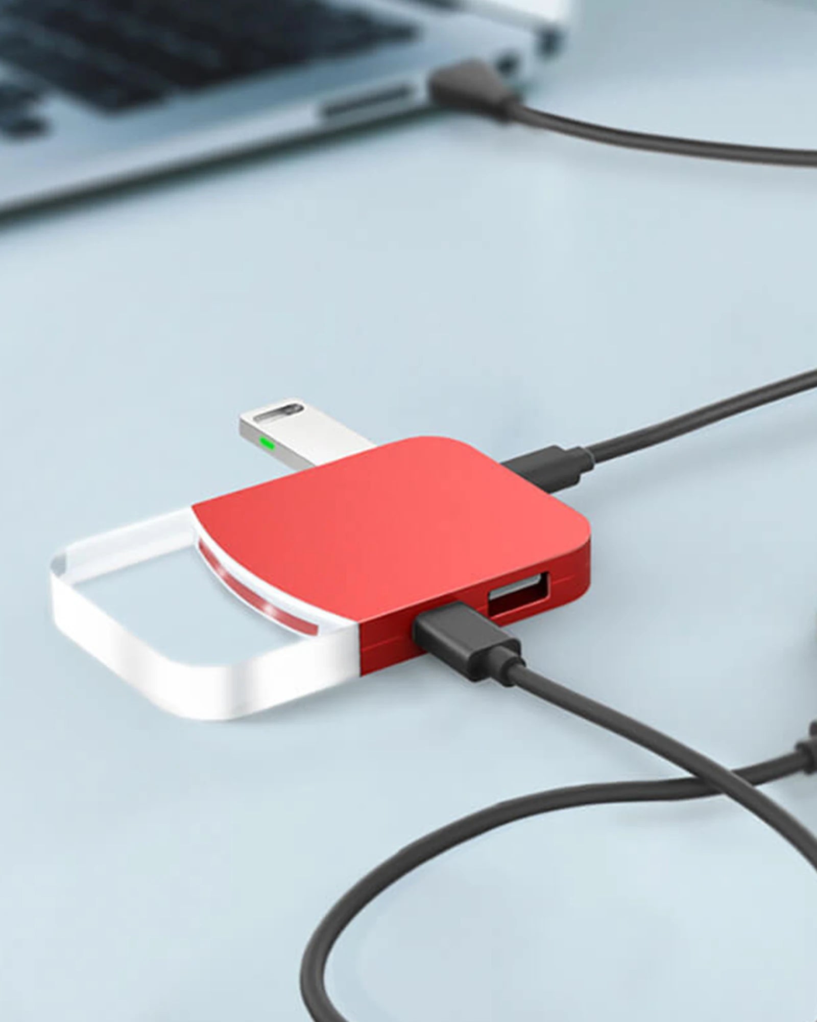 Hub de charge ABS rouge Mini Ilo à personnaliser - 4