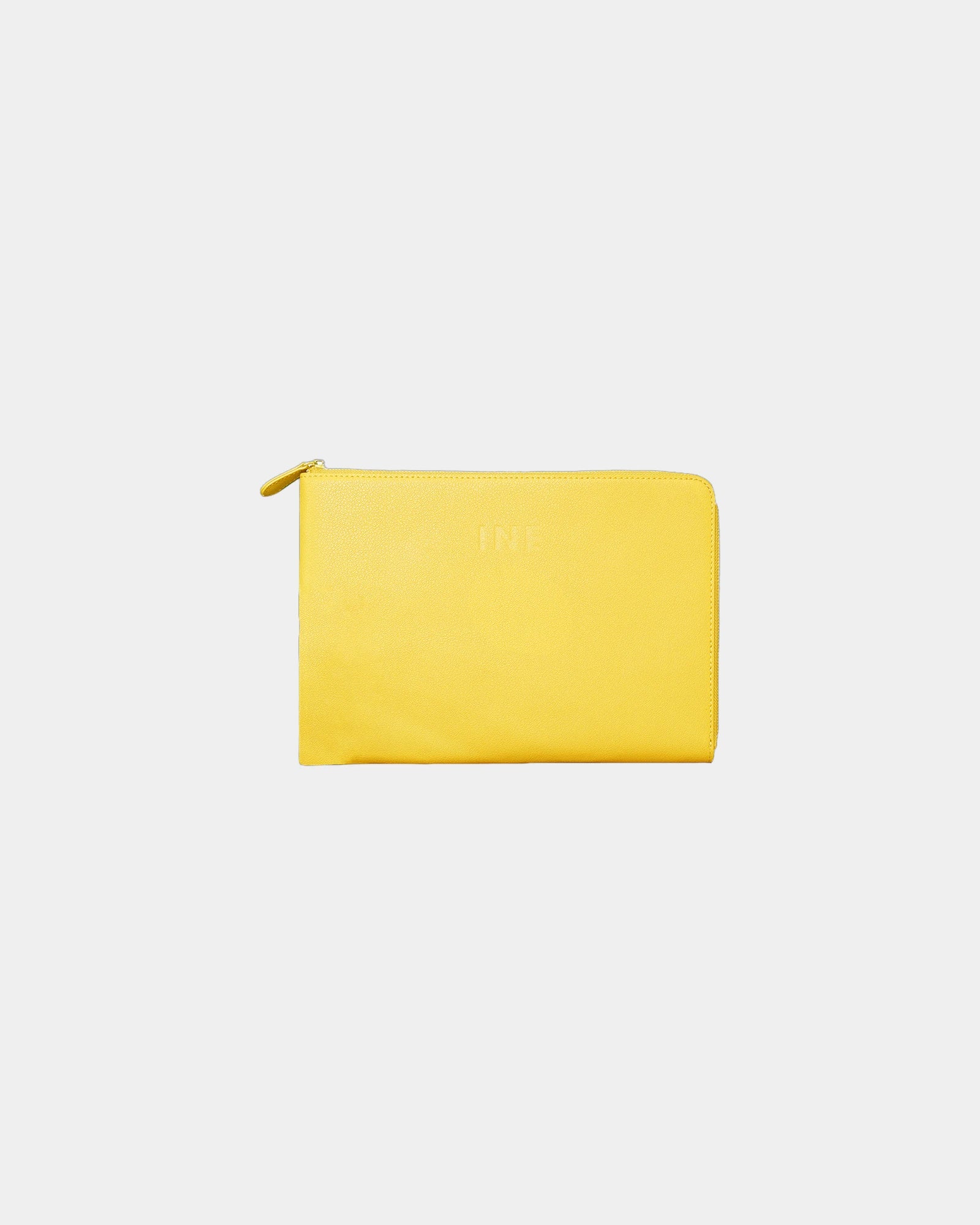 Pochette cuir recyclé INE 10/11" à personnaliser - Jaune
