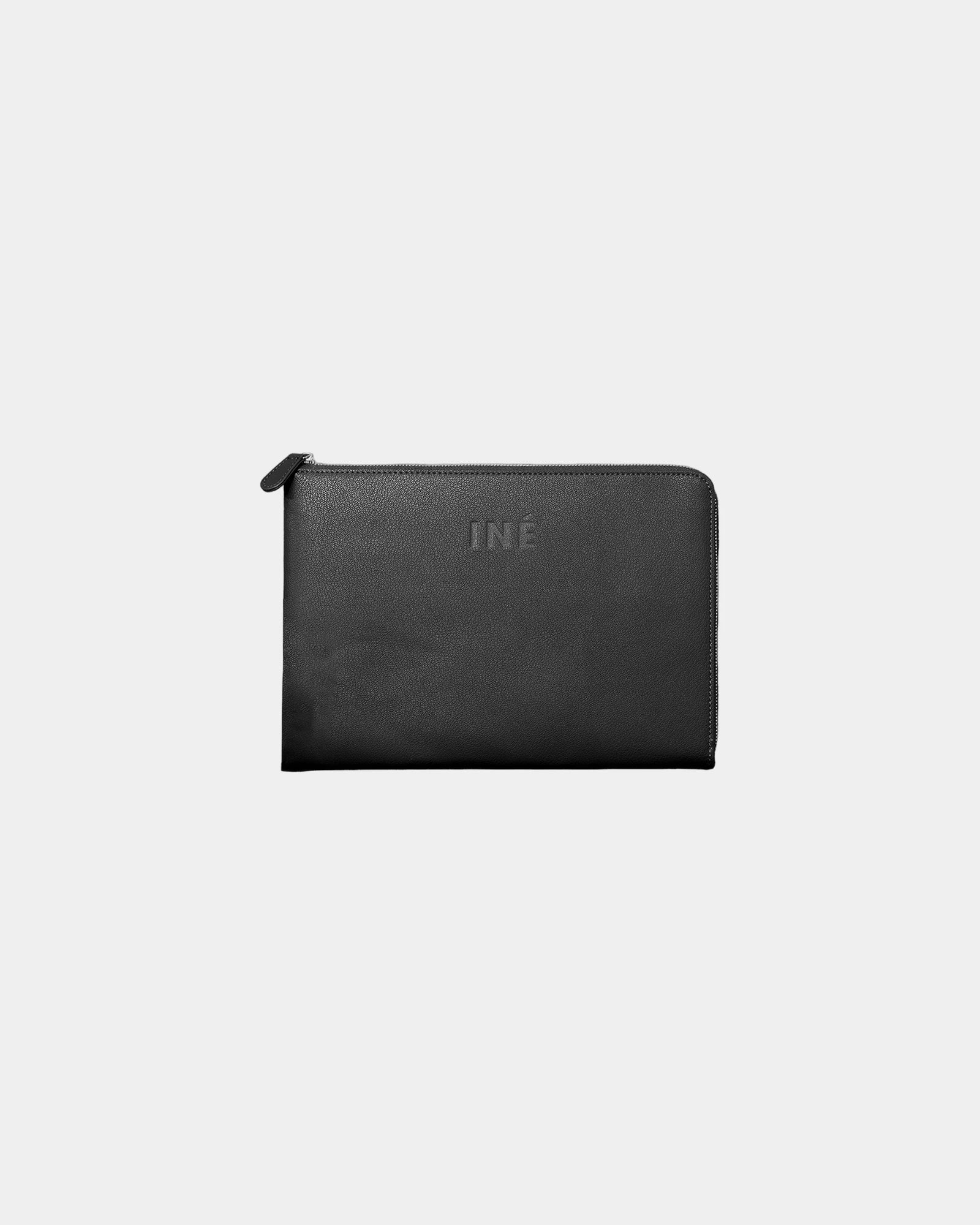 Pochette cuir recyclé INE 10/11" à personnaliser - Noir